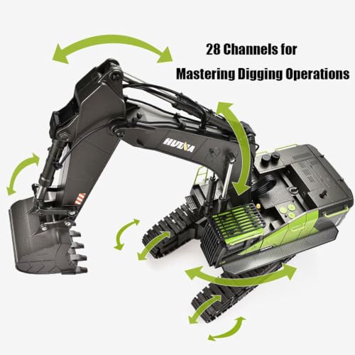 JGSMYXGS 1:14 RC Excavator with Metal Bucket & LED Lights