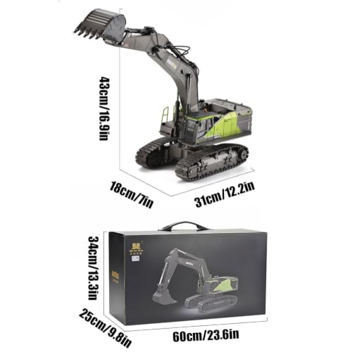 JGSMYXGS 1:14 RC Excavator with Metal Bucket & LED Lights