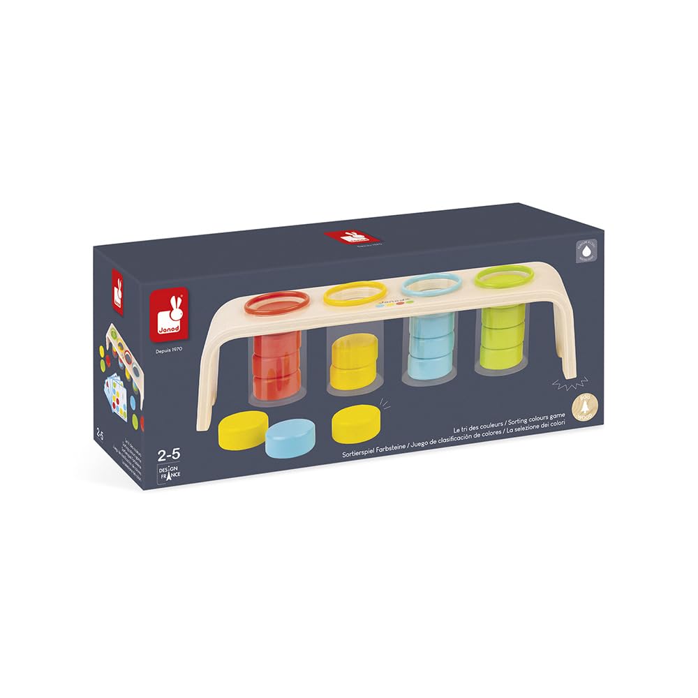 Janod Essentials Wooden Color Sorting Puzzle for Ages 2+