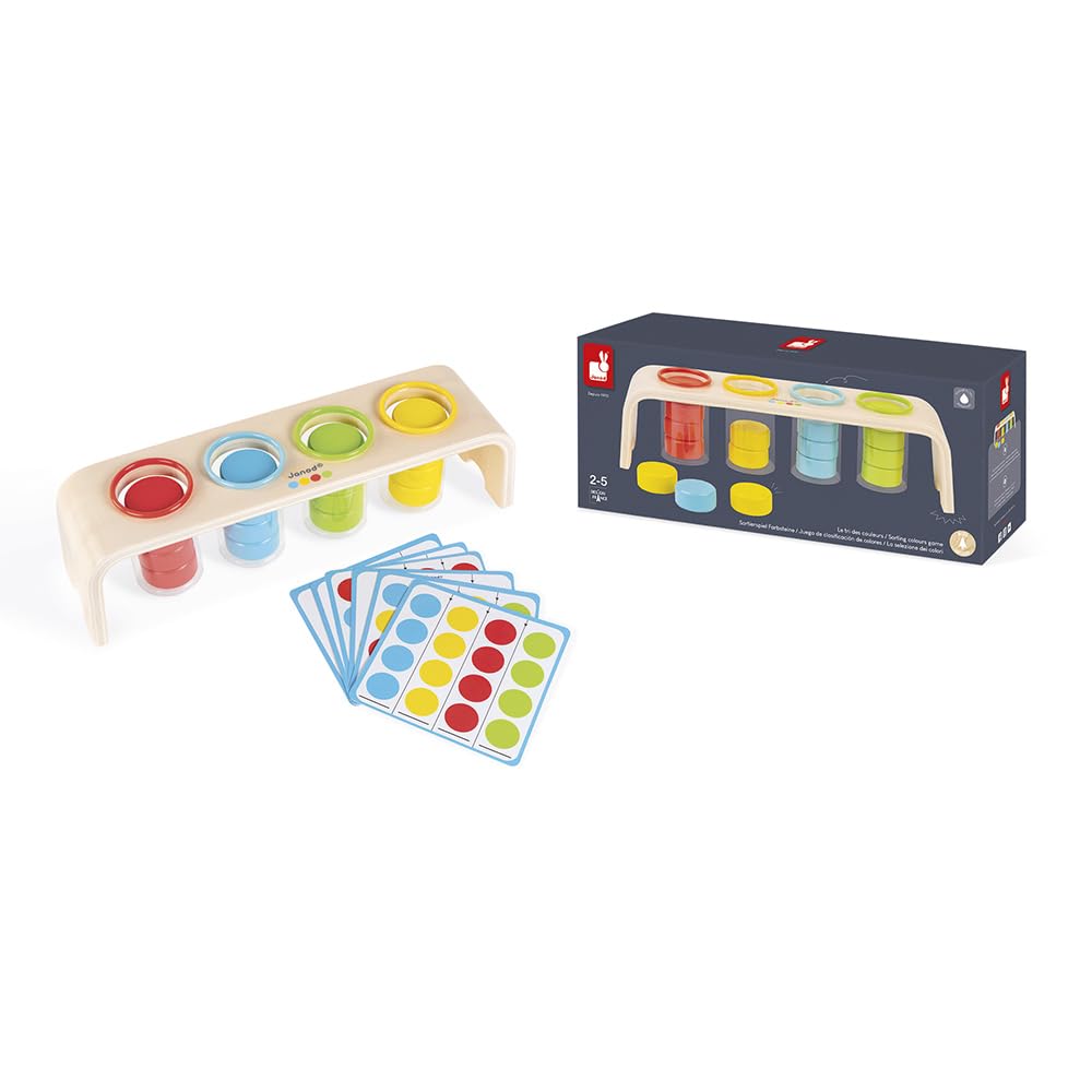 Janod Essentials Wooden Color Sorting Puzzle for Ages 2+