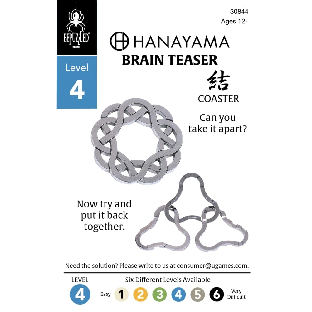 Bepuzzled Hanayama Level 4 Cast Metal Brainteaser Puzzle