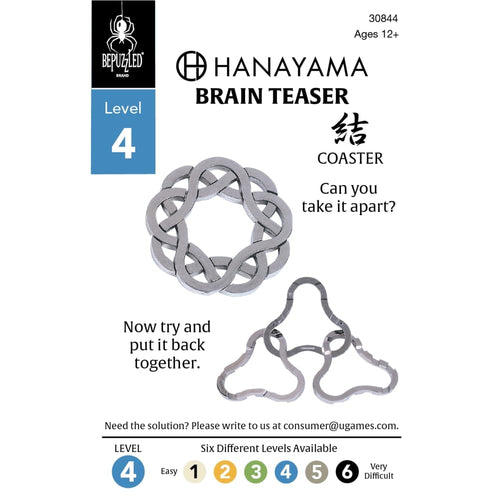 Bepuzzled Hanayama Level 4 Cast Metal Brainteaser Puzzle