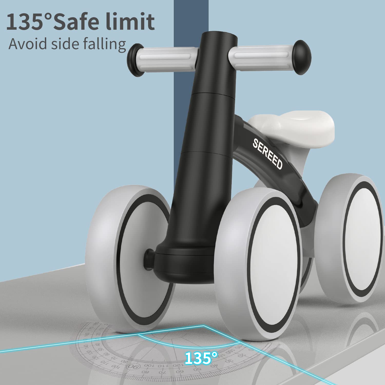 SEREED 4-Wheel Baby Balance Bike for Ages 12–24 Months