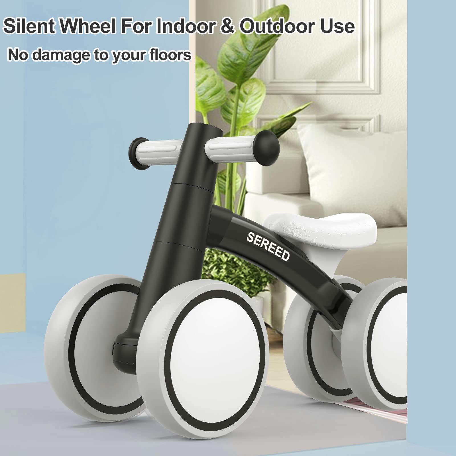 SEREED 4-Wheel Baby Balance Bike for Ages 12–24 Months