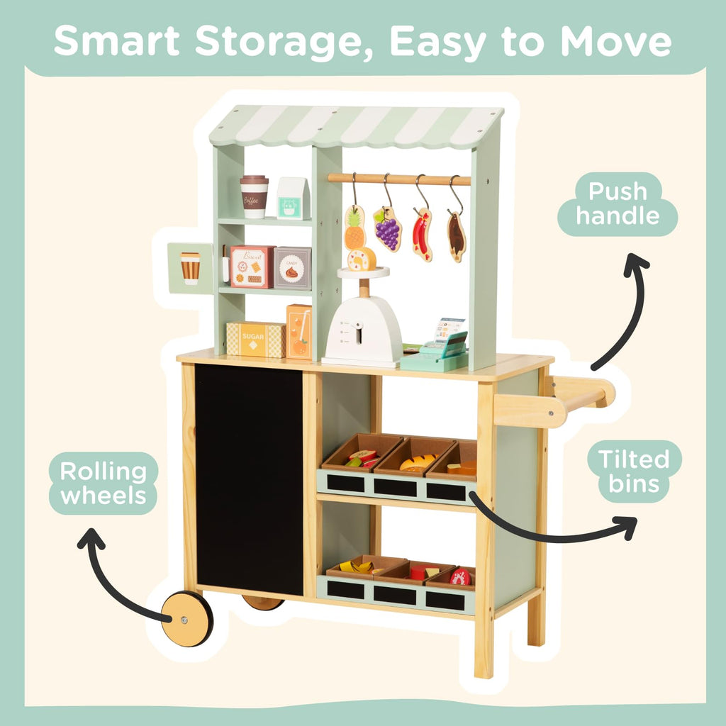 Nene Toys Reversible Wooden Grocery Store Playset Ages 3–7