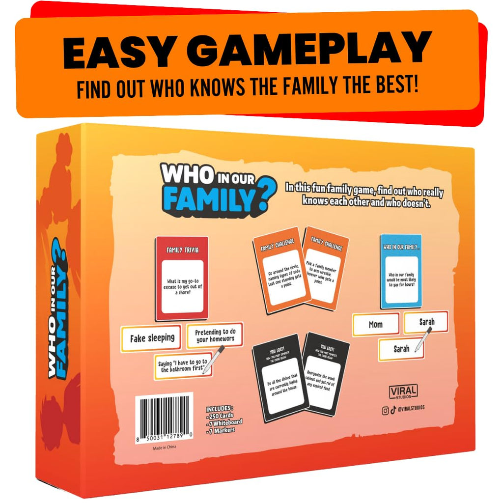 Viral Studios Who in Our Family? Party Card Game