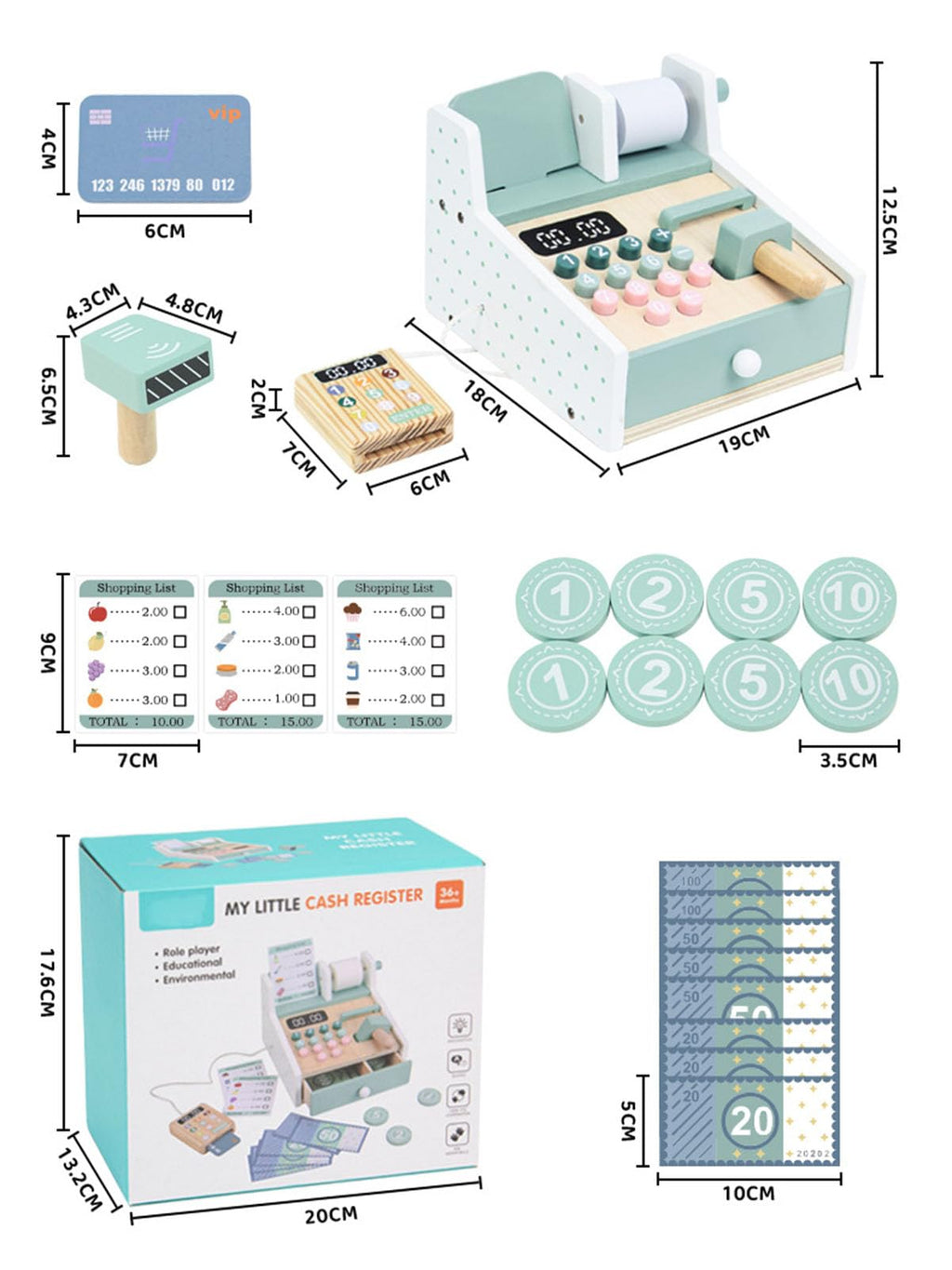 ZQsmgs Pretend Cash Register & Money Learning Toy