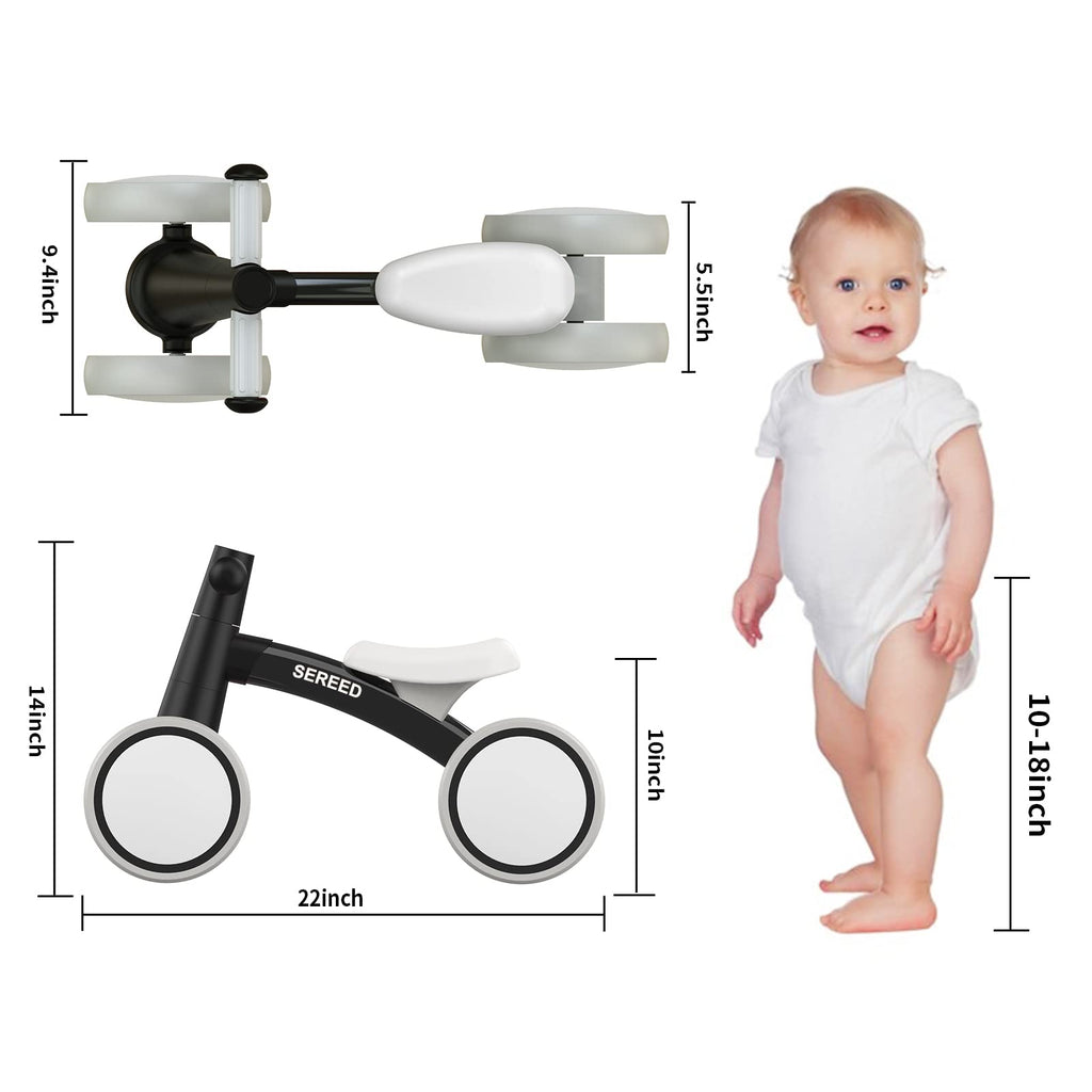 SEREED 4-Wheel Baby Balance Bike for Ages 12–24 Months