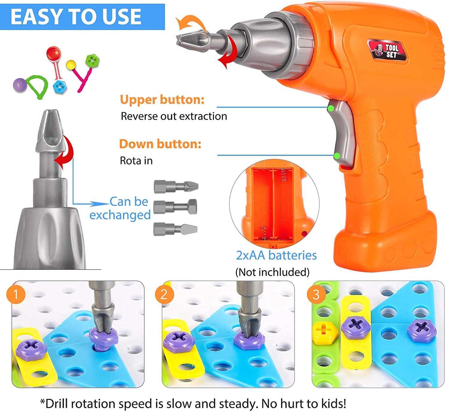 Parhlen 244-Piece Electric Drill Building Set for Kids