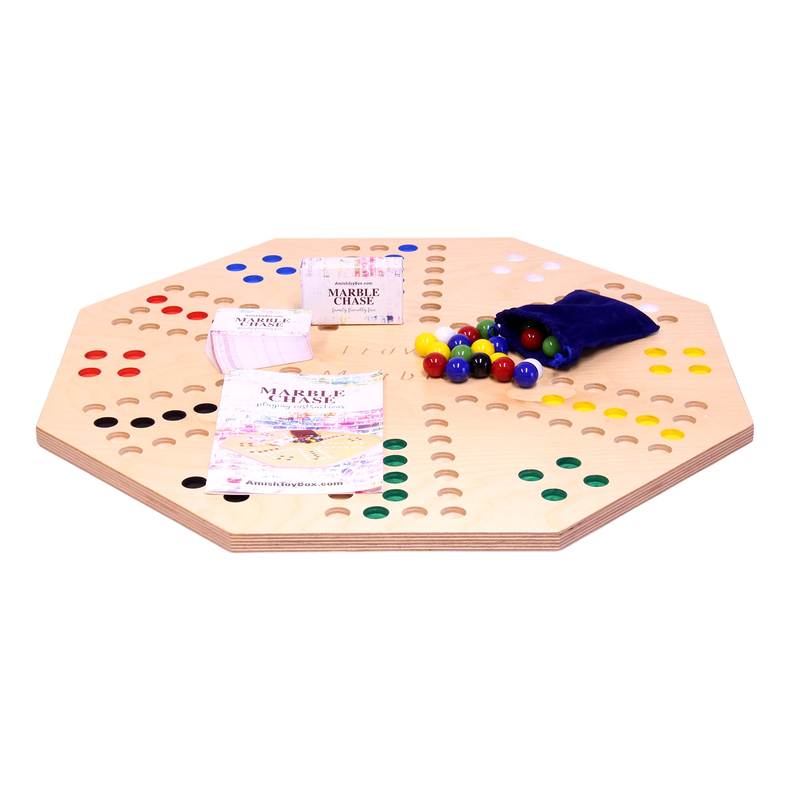 AmishToyBox Travel Marble Chase Wooden Board Game Set