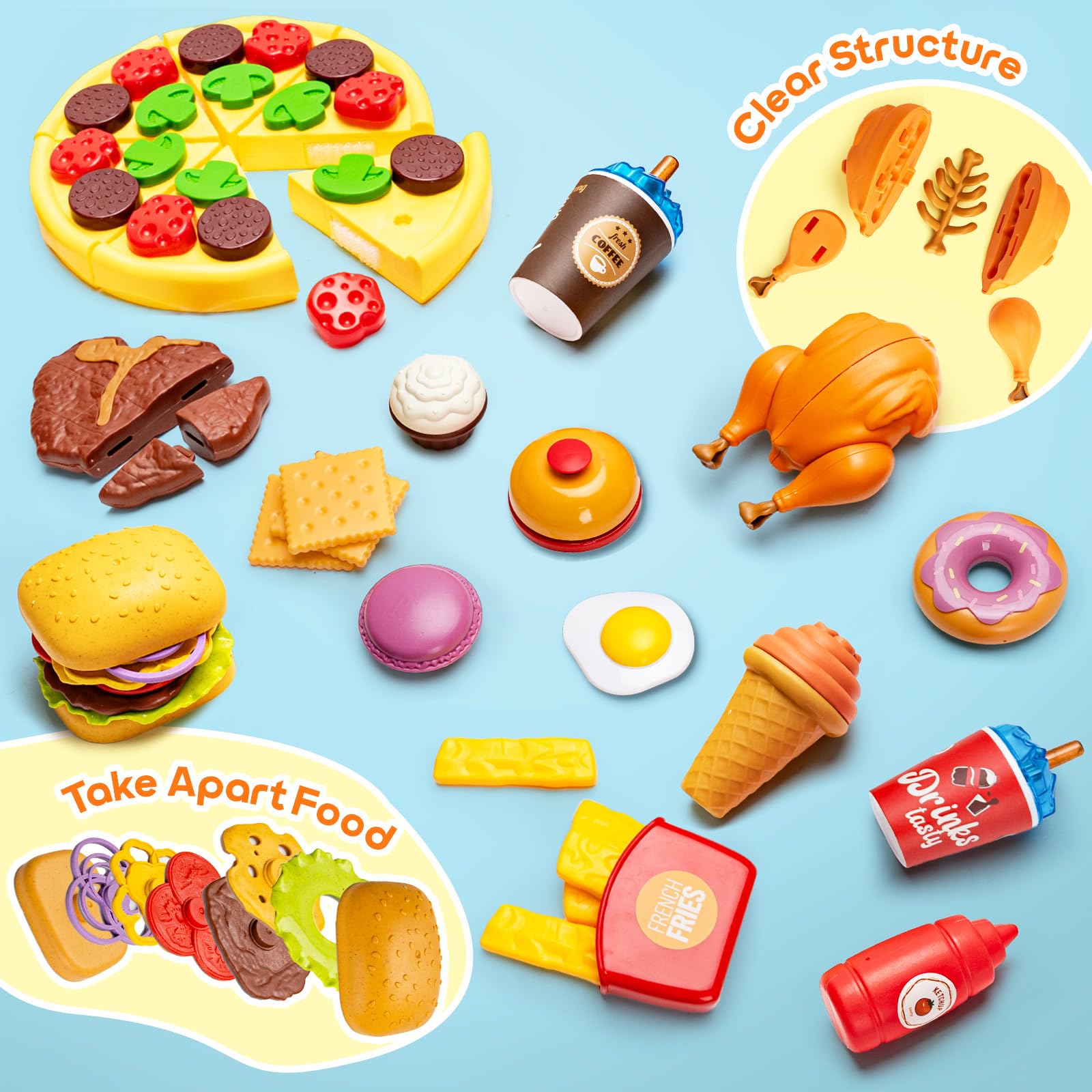 Kids’ Restaurant Server Role-Play Set with Costume & Food