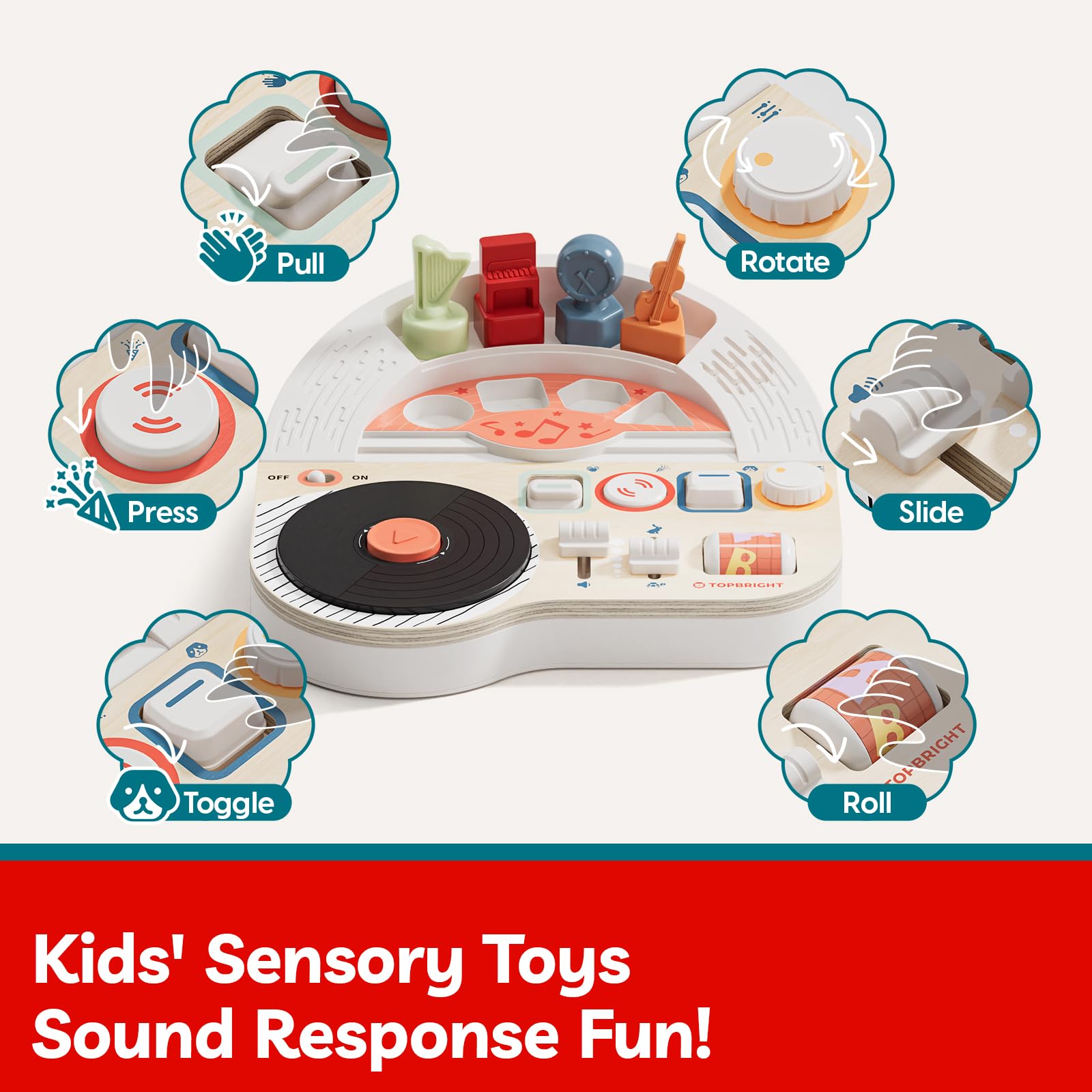 TOP BRIGHT Montessori Busy Board for Toddlers