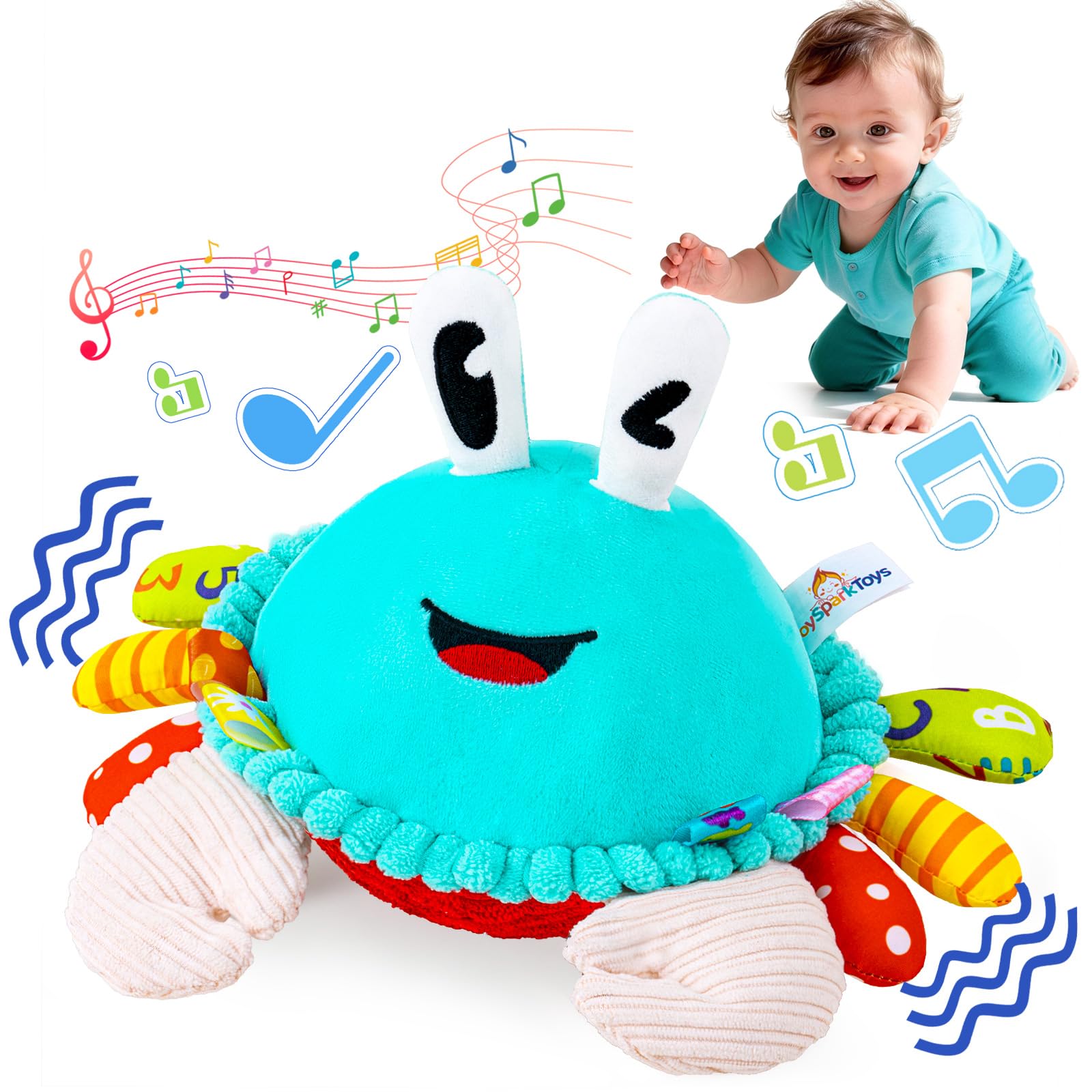 Musical Crawling Crab Plush Toy for Babies 12–18 Months