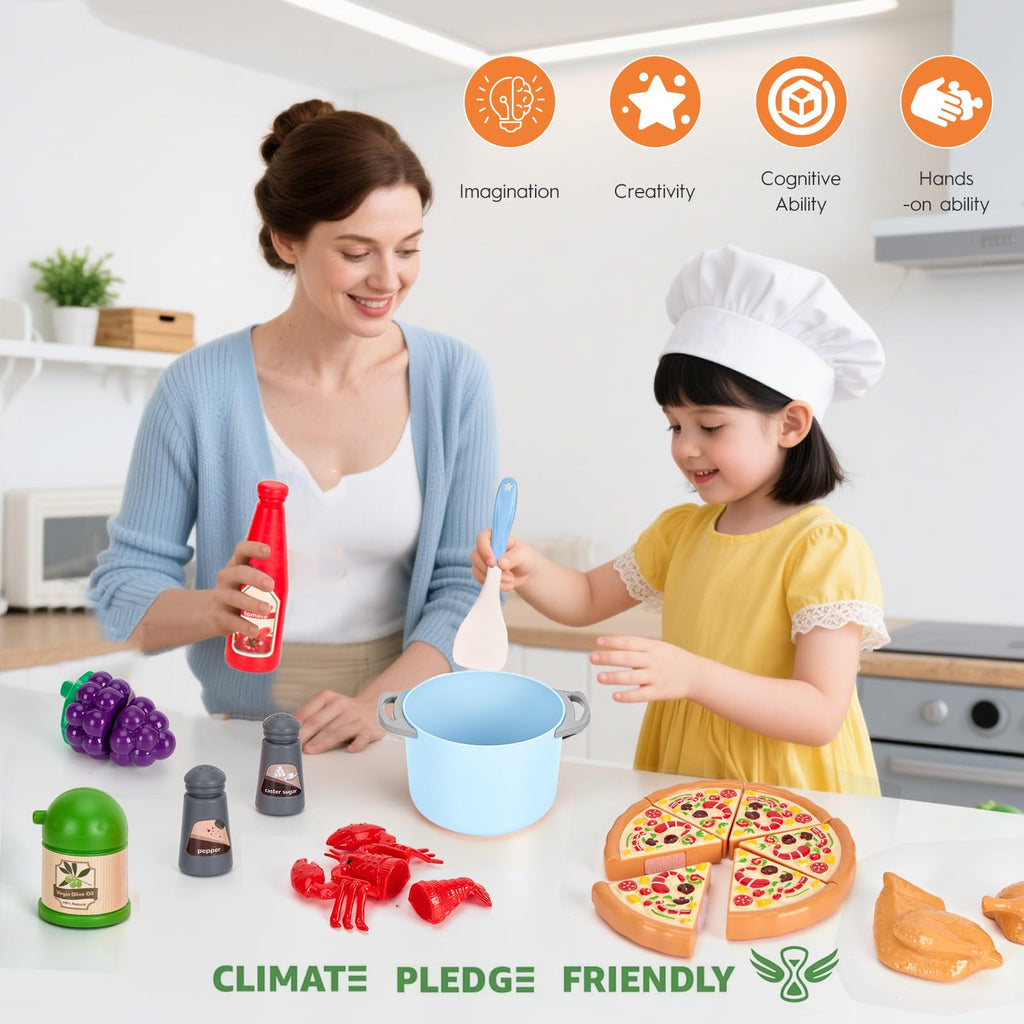Kids’ Pretend Cooking Playset with Food & Cookware