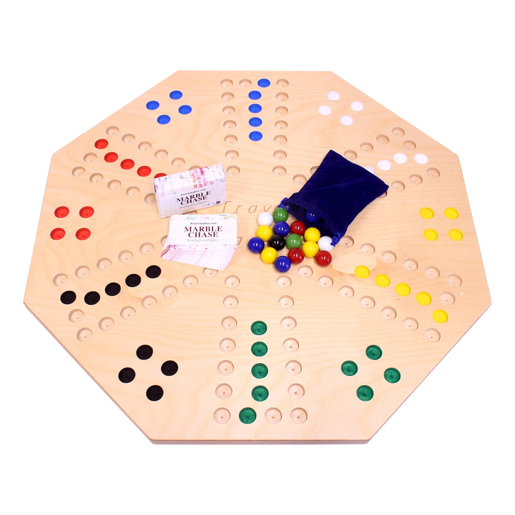 AmishToyBox Travel Marble Chase Wooden Board Game Set