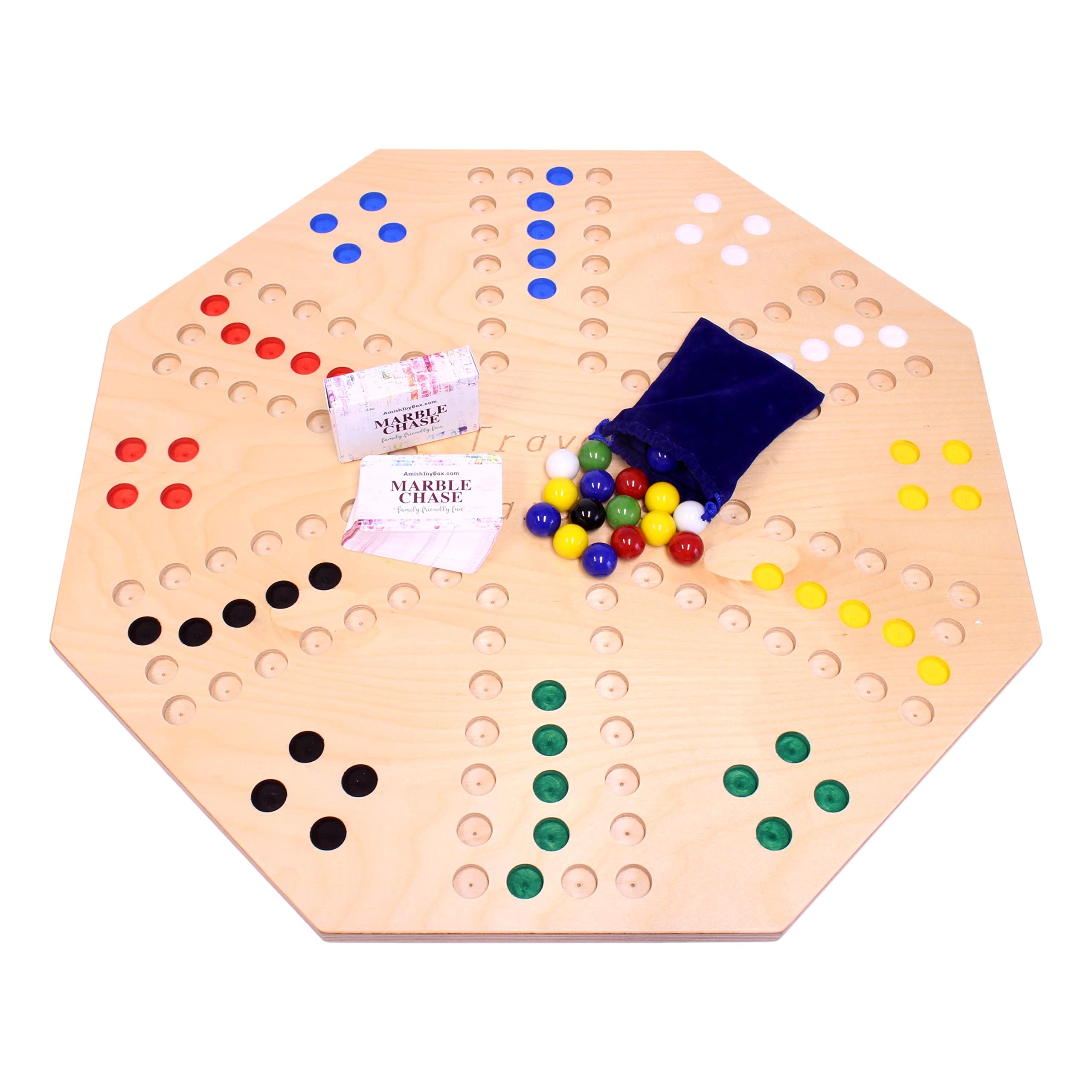 AmishToyBox Travel Marble Chase Wooden Board Game Set