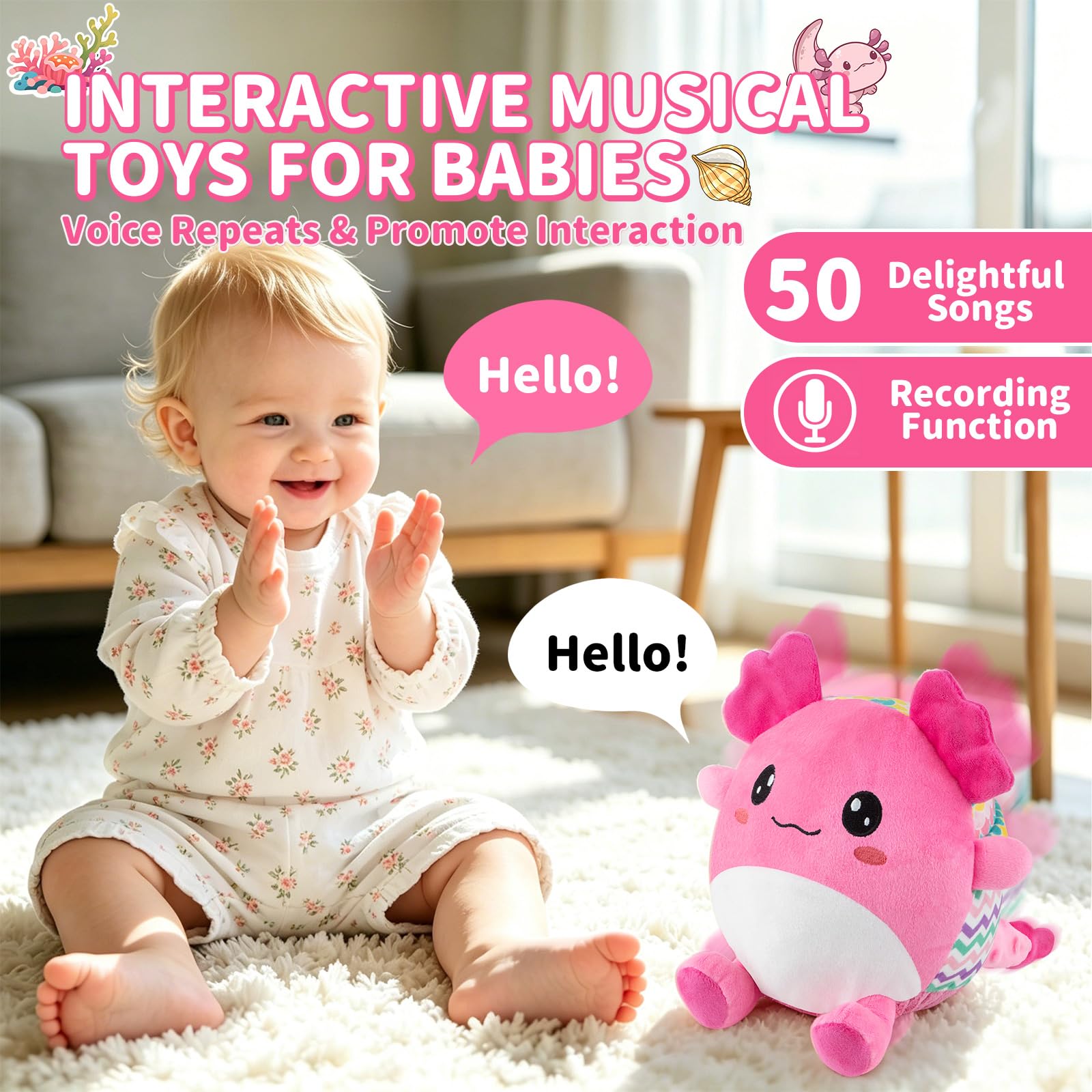 Musical Crawling Crab Plush Toy for Babies 12–18 Months