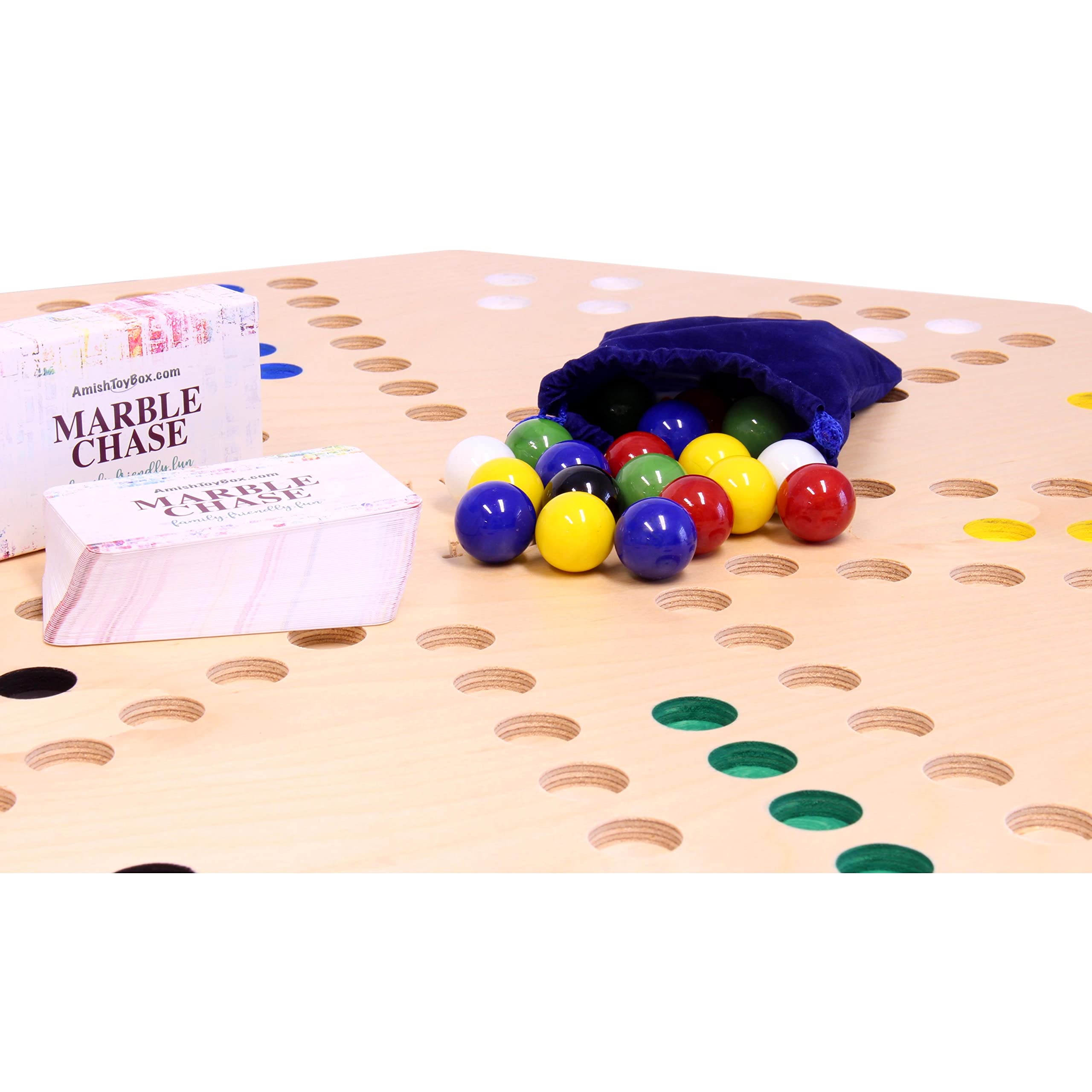 AmishToyBox Travel Marble Chase Wooden Board Game Set