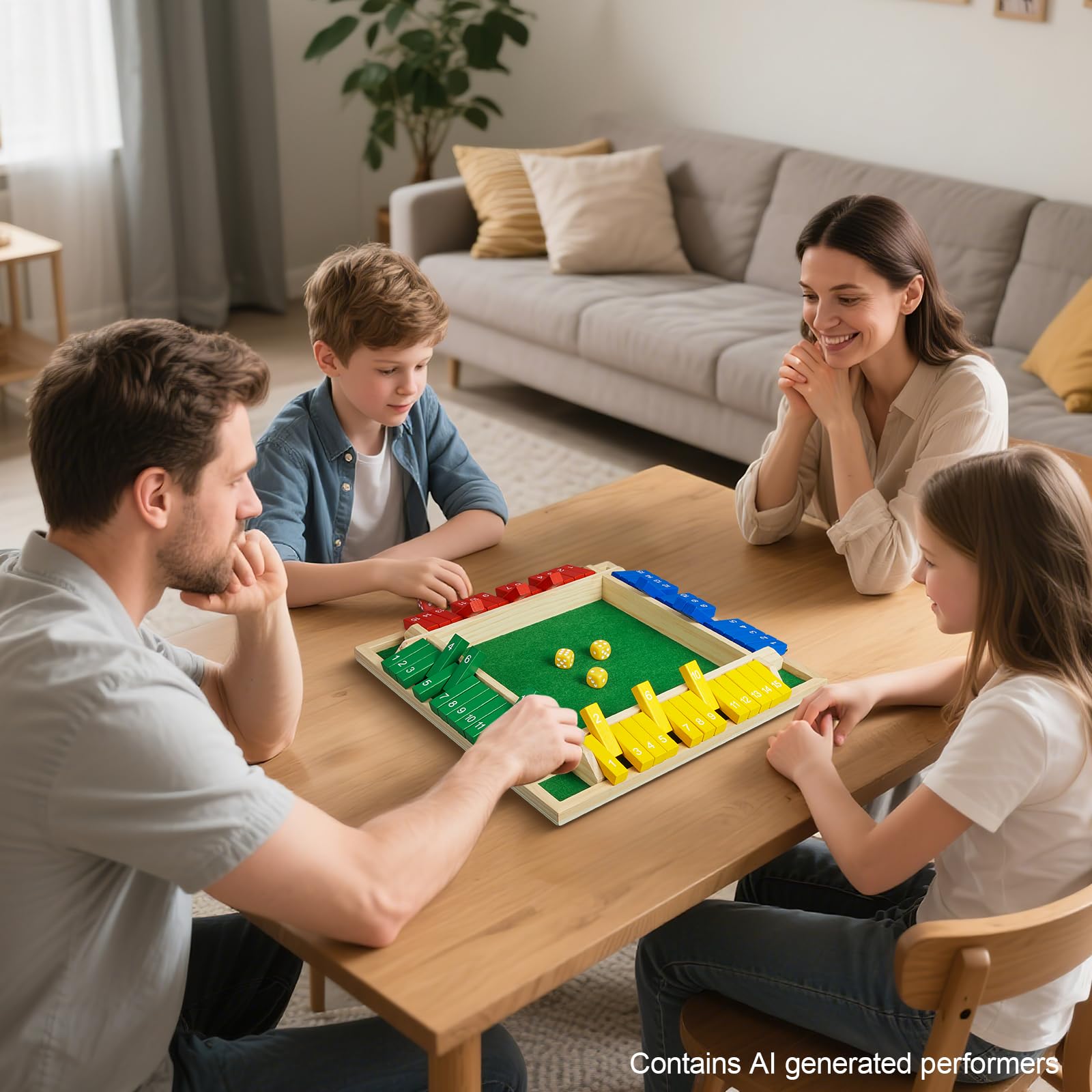 15-Number Wooden Shut the Box Dice Game for 1–4 Players