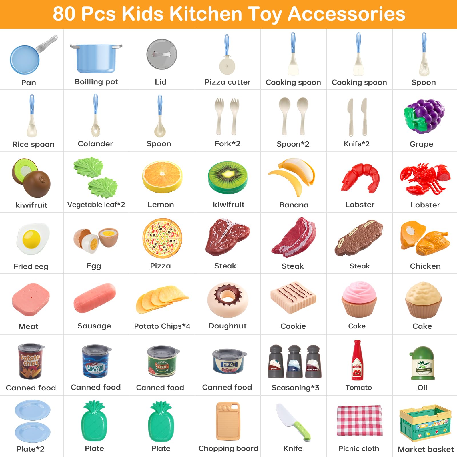 Kids’ Pretend Cooking Playset with Food & Cookware