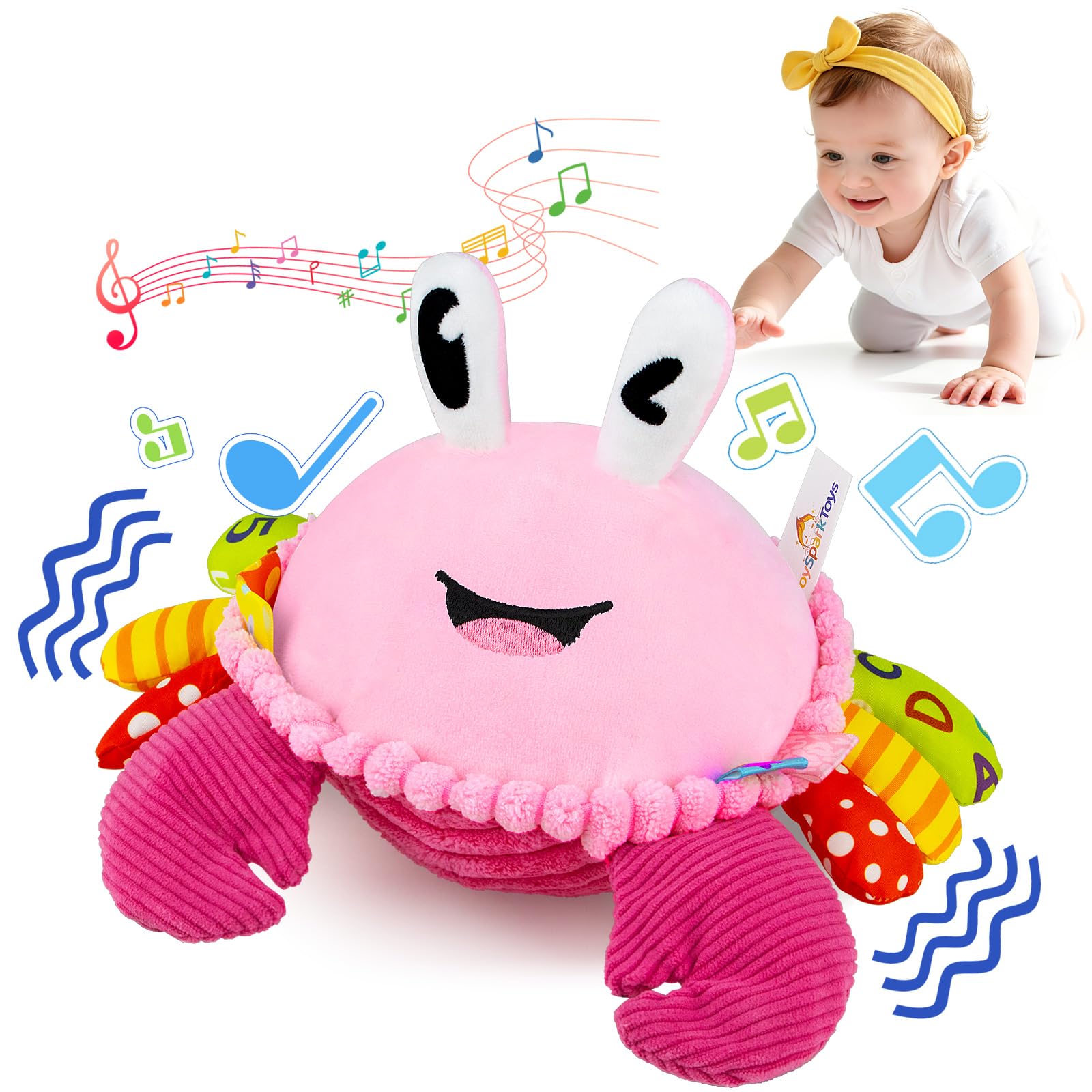 Musical Crawling Crab Plush Toy for Babies 12–18 Months