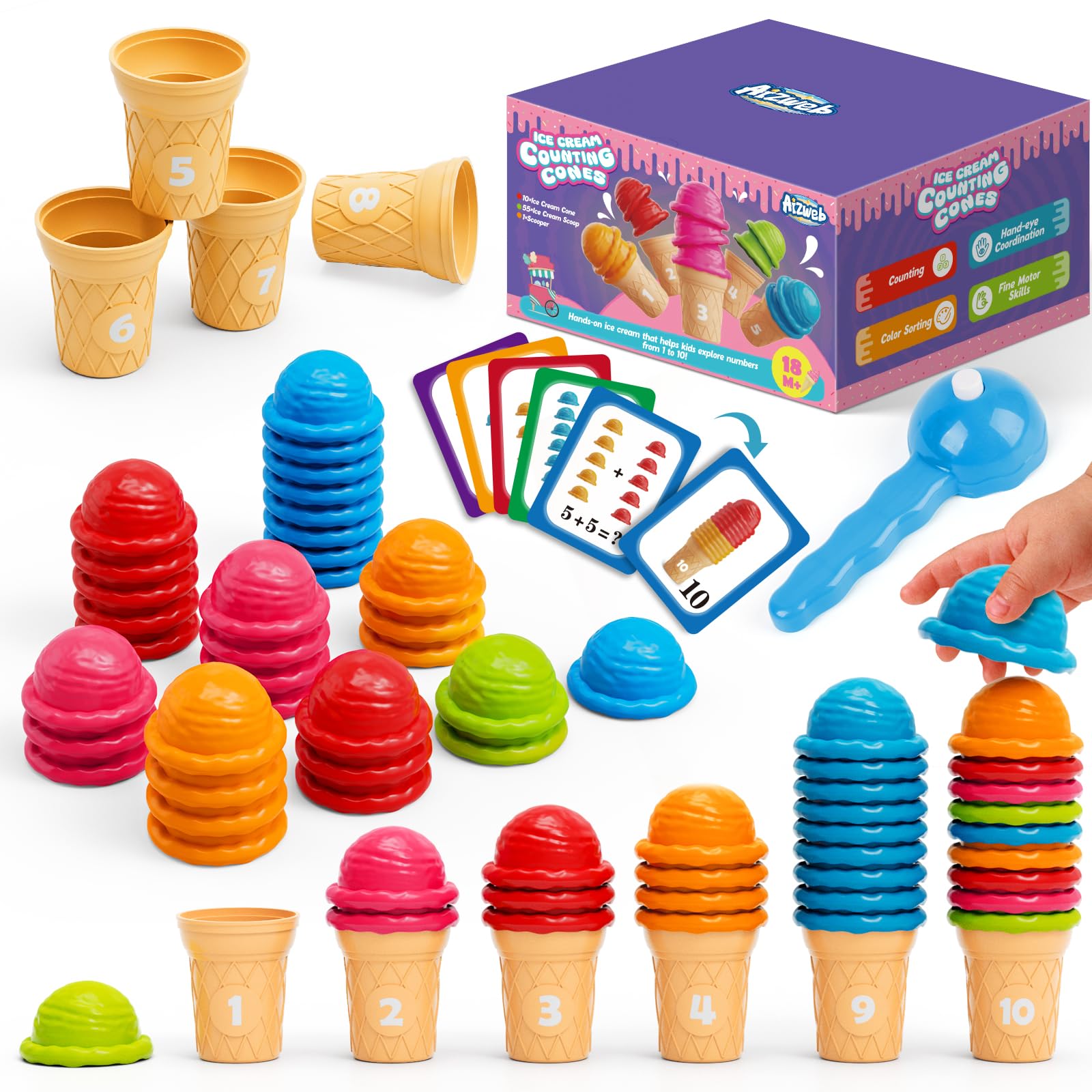 Aizweb Ice Cream Pretend Play Toy Set for Kids