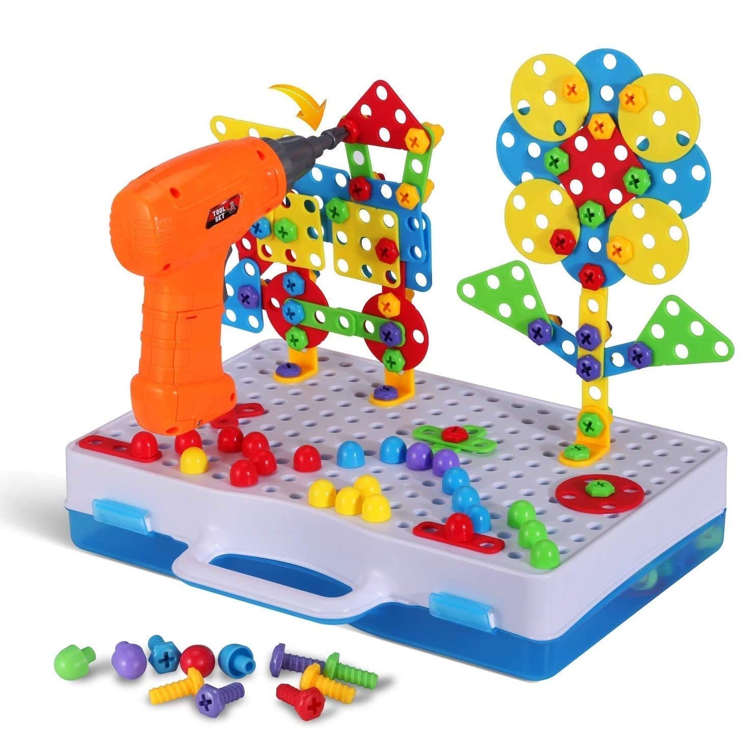 Parhlen 244-Piece Electric Drill Building Set for Kids