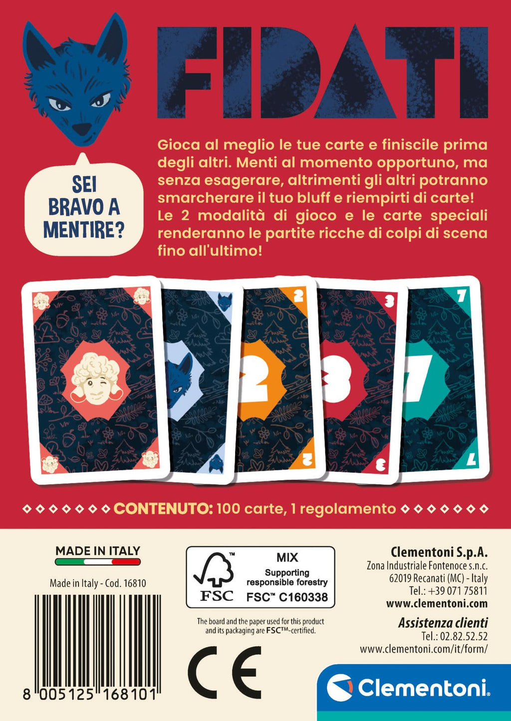Clementoni Fidati Illustrated Bluff Card Game for 3–10 Players