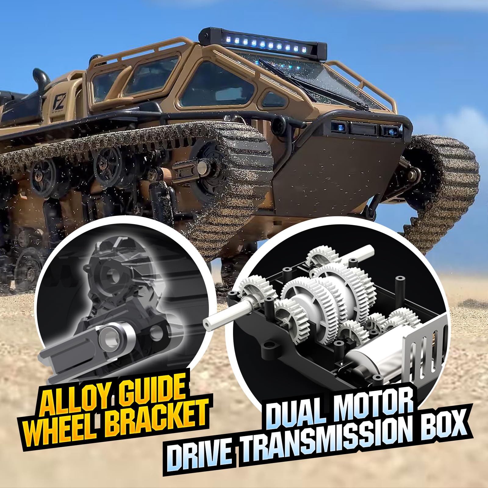 Toylefun 1:16 RC Military Tank with LED Lights
