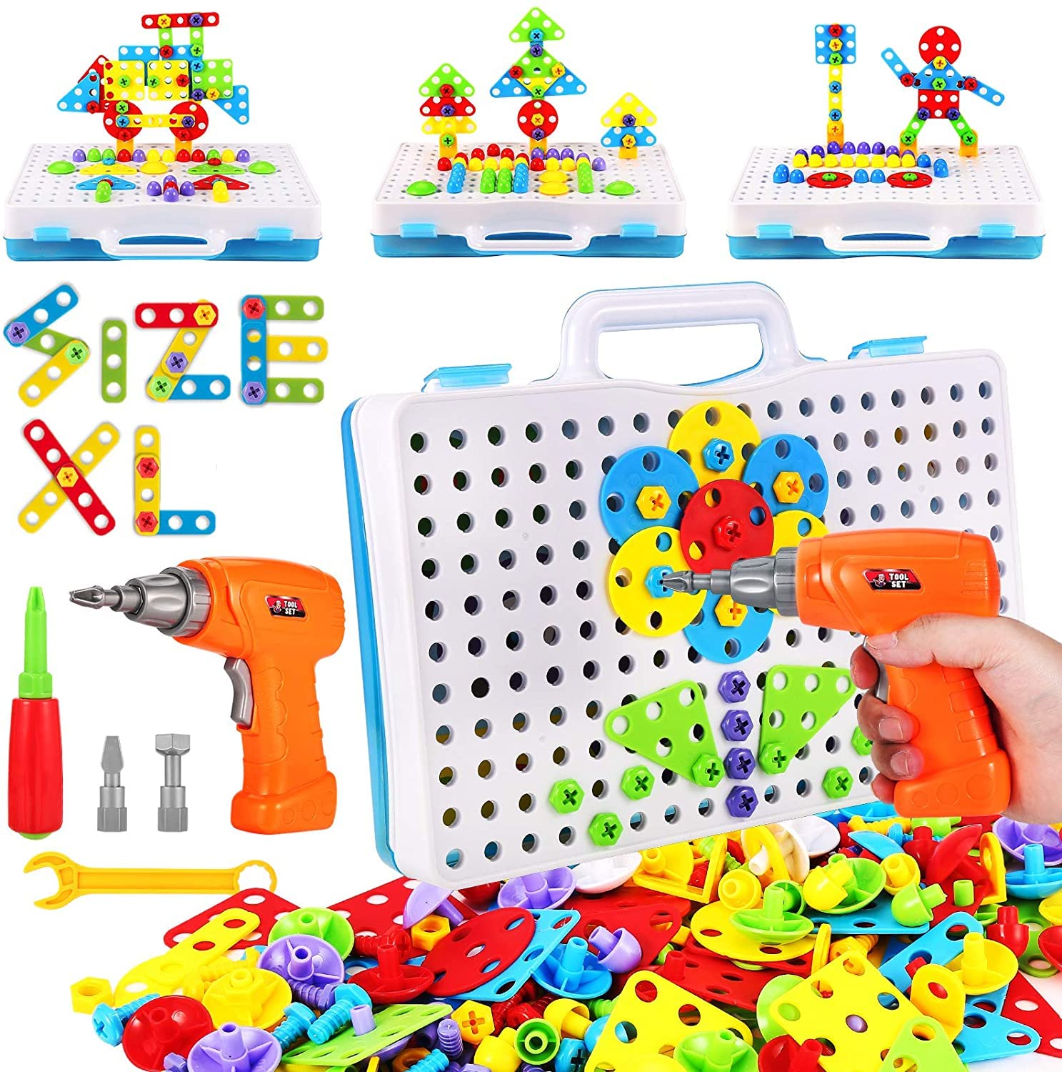 Parhlen 244-Piece Electric Drill Building Set for Kids