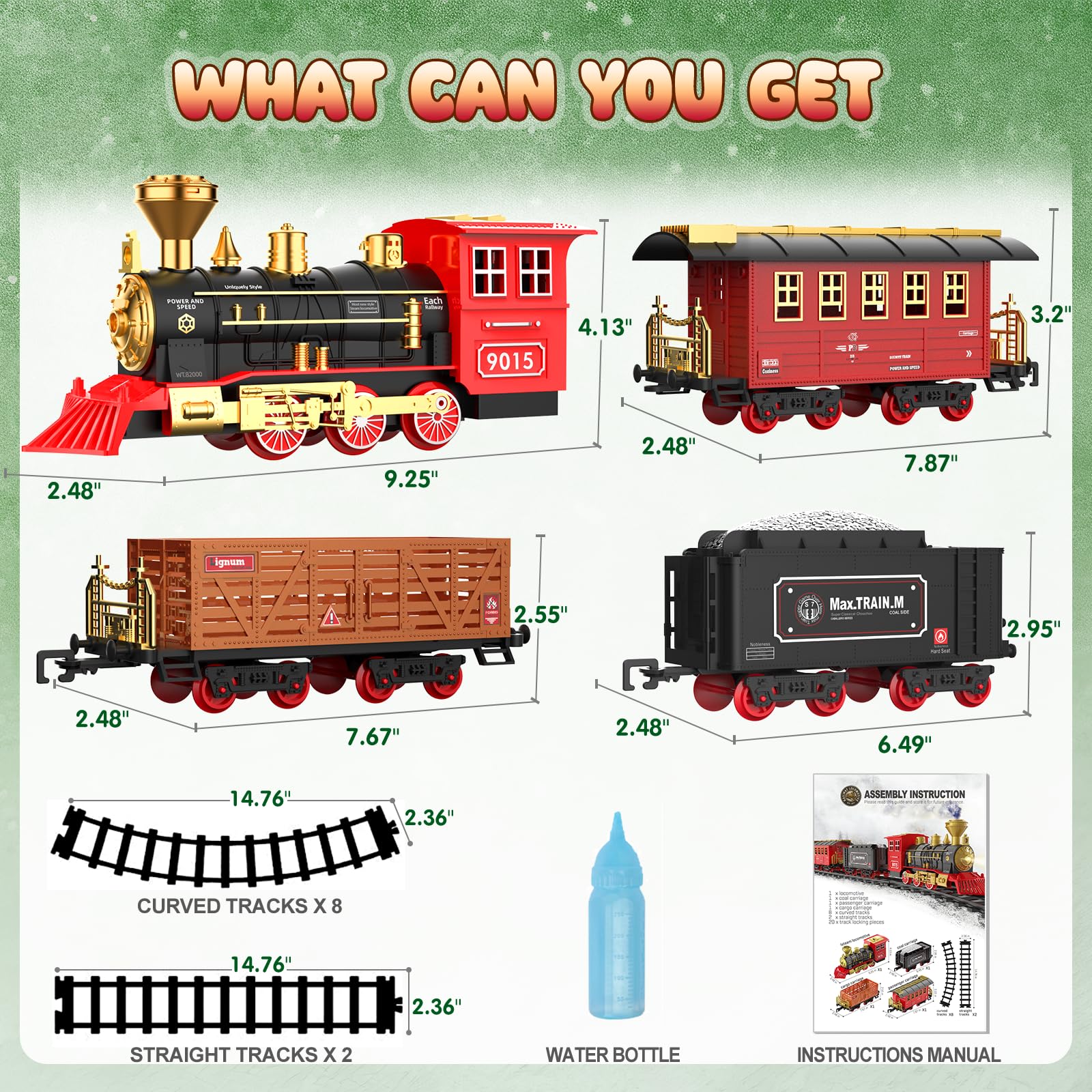 Hot Bee Smoking Toy Train Set with Lights & Sound