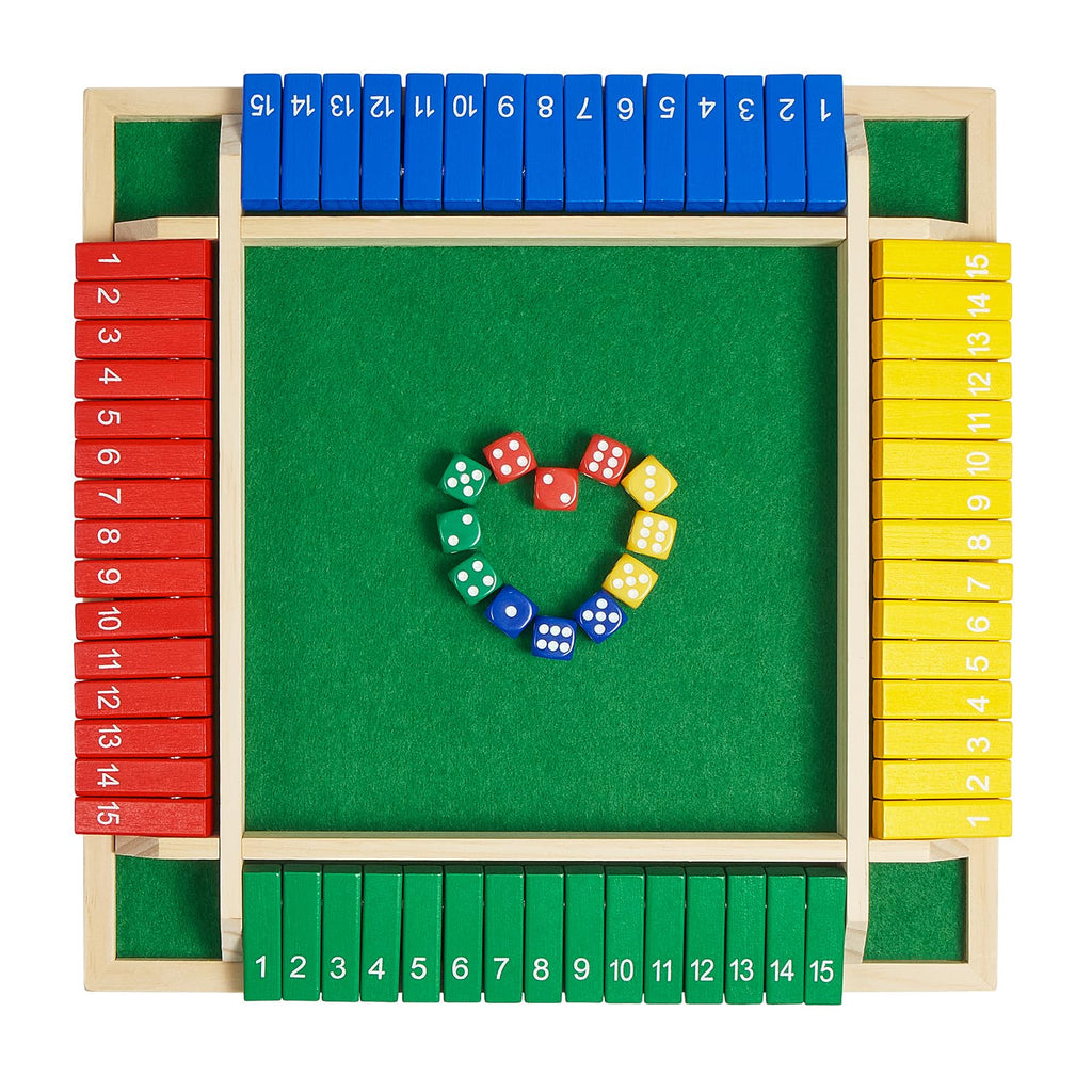 15-Number Wooden Shut the Box Dice Game for 1–4 Players