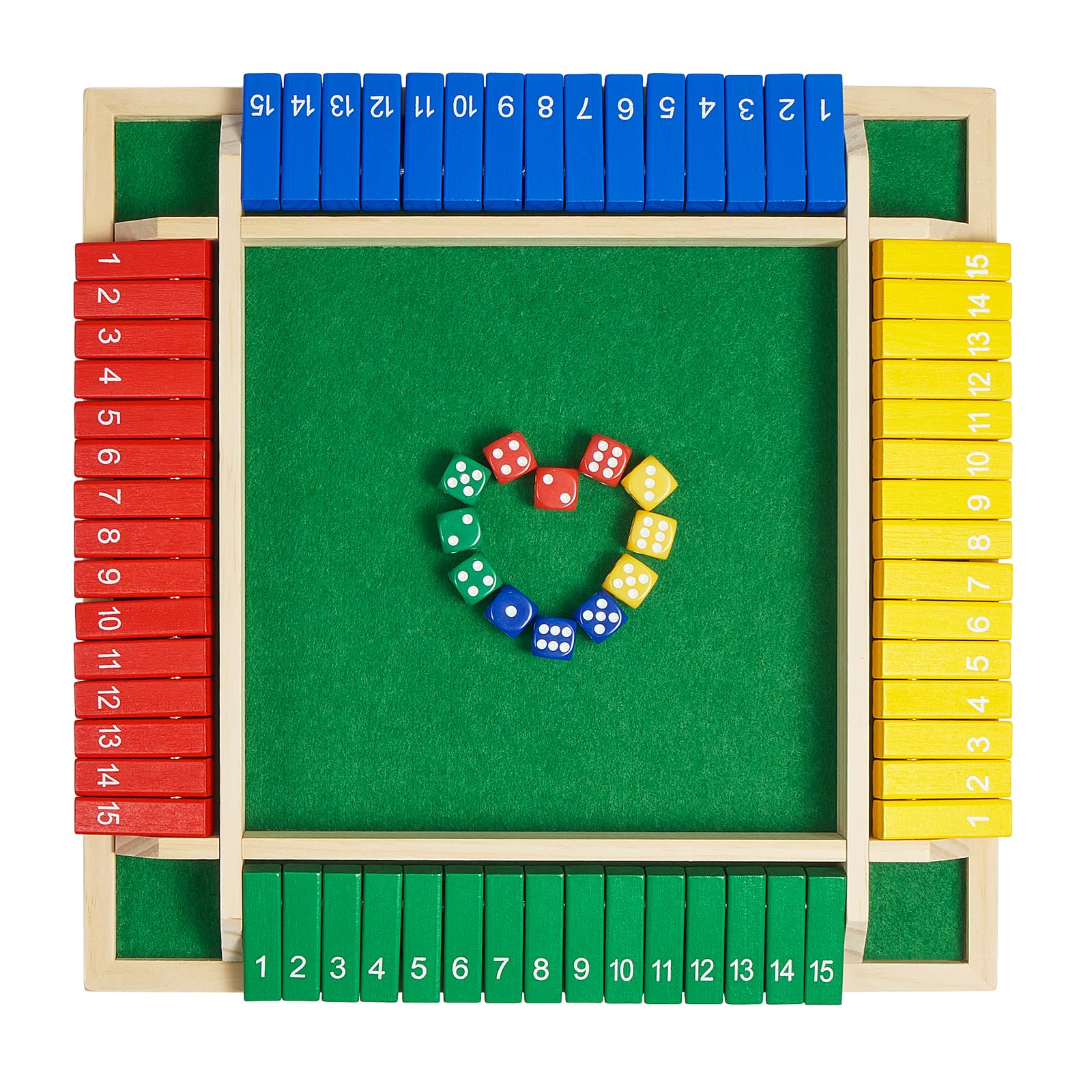 15-Number Wooden Shut the Box Dice Game for 1–4 Players