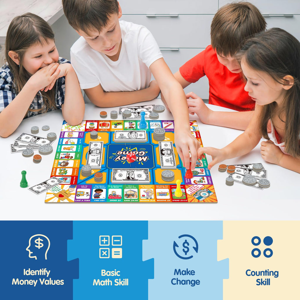 Torlam Kids’ Money Board Game with Coins & Bills