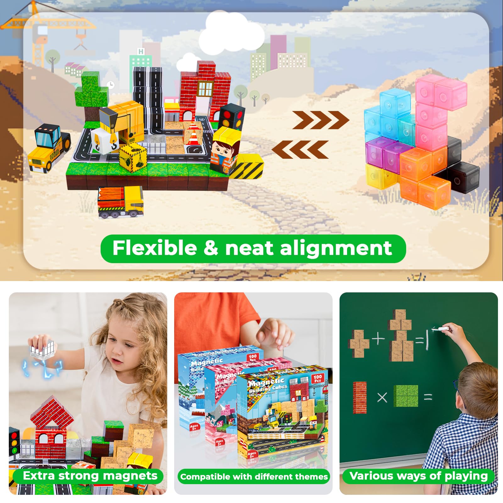 ToyUnited 100-Piece Magnetic Building Blocks STEM Set