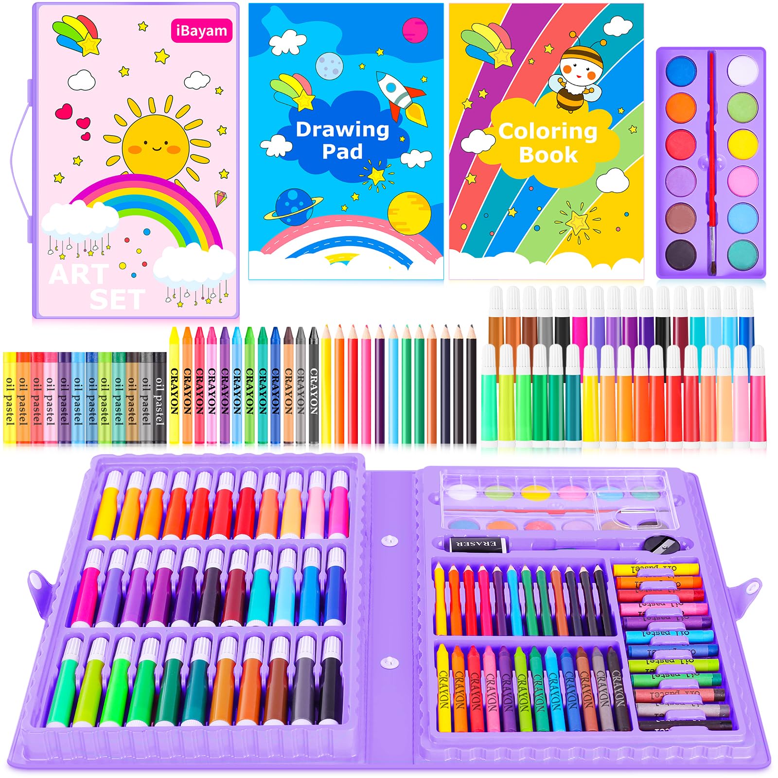 iBayam 139-Piece Drawing, Painting & Coloring Art Set