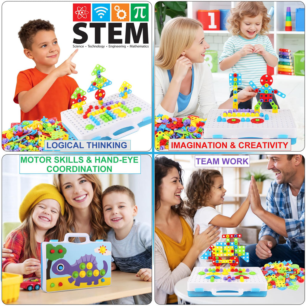 Parhlen 244-Piece Electric Drill Building Set for Kids