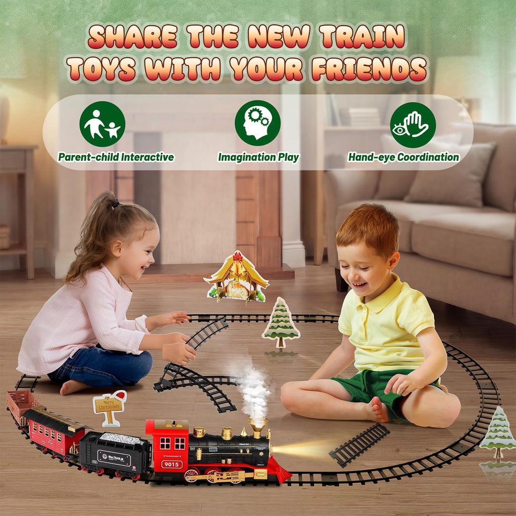 Hot Bee Smoking Toy Train Set with Lights & Sound