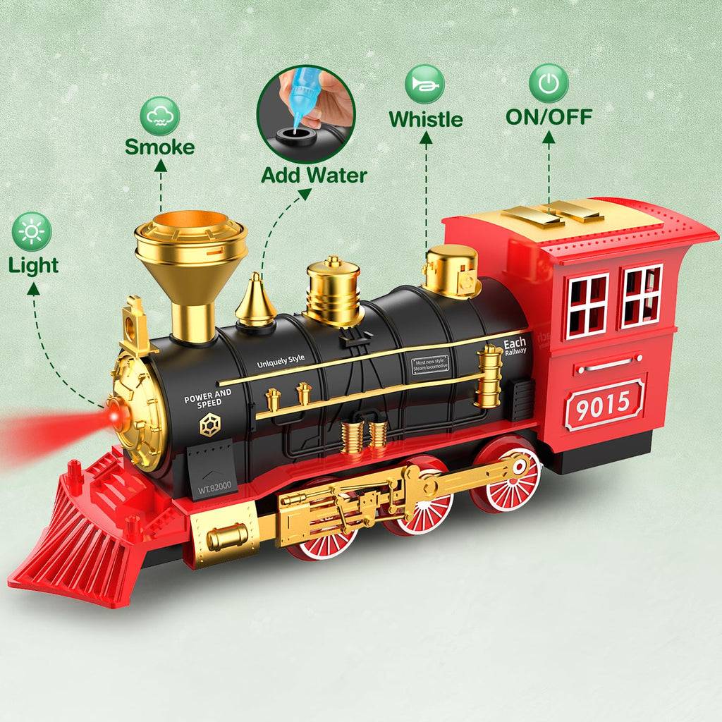 Hot Bee Smoking Toy Train Set with Lights & Sound