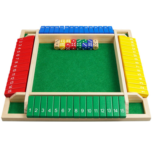 15-Number Wooden Shut the Box Dice Game for 1–4 Players