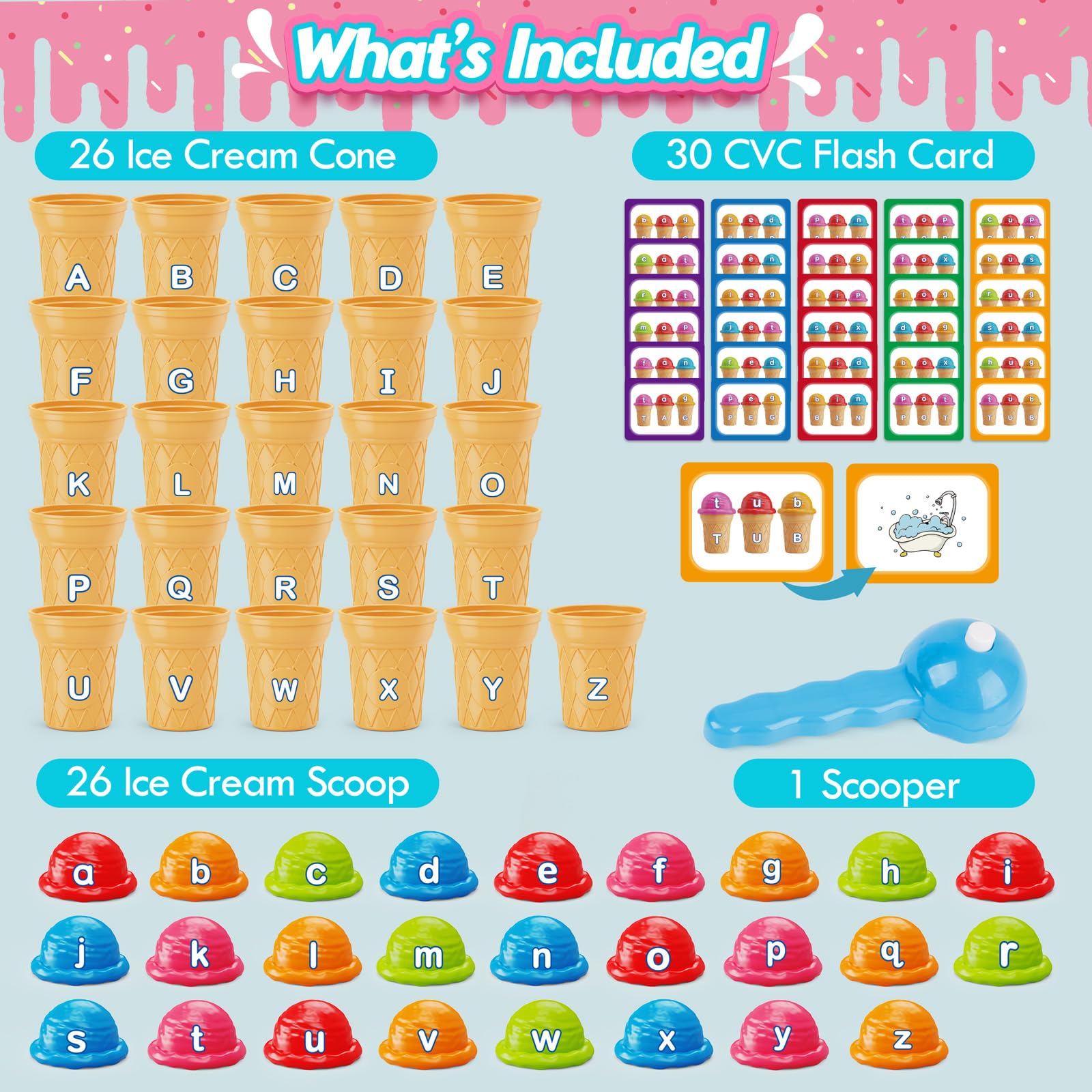 Aizweb Ice Cream Pretend Play Toy Set for Kids