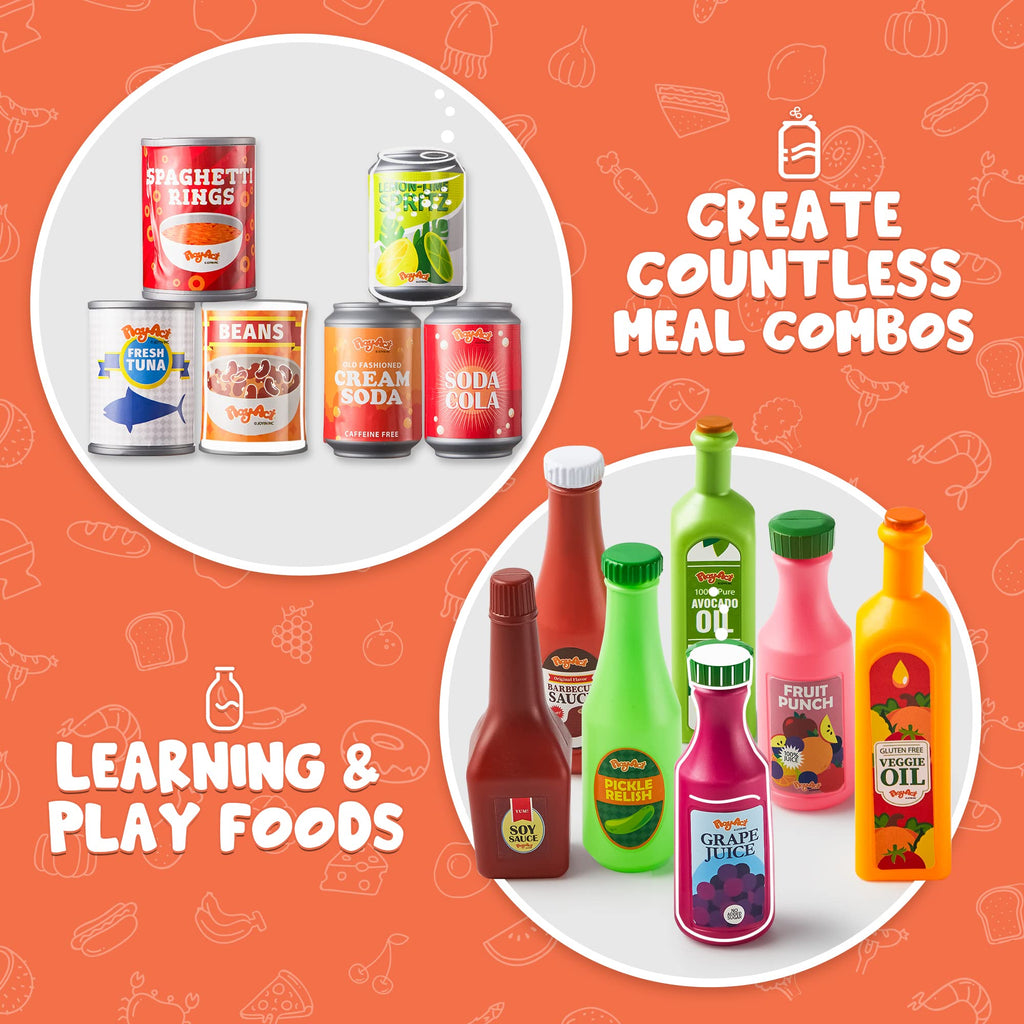 JOYIN 30-Piece Grocery Cans & Play Food Set for Kids