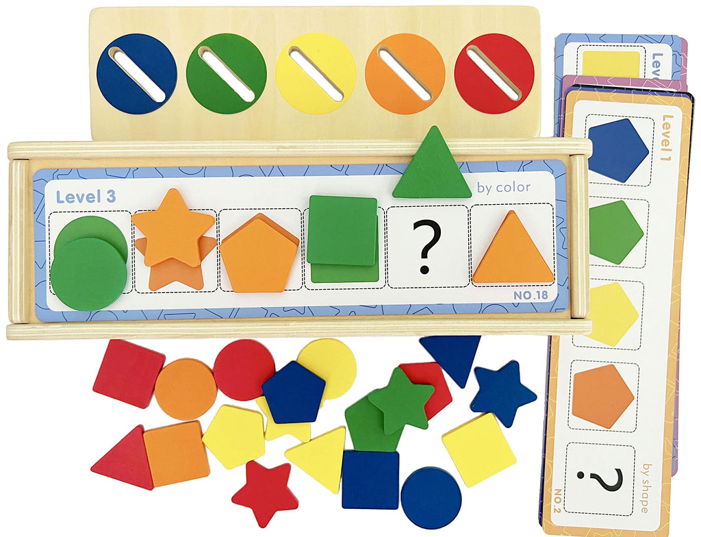 Dailyfunn Wooden Montessori Sorting Box for Toddlers