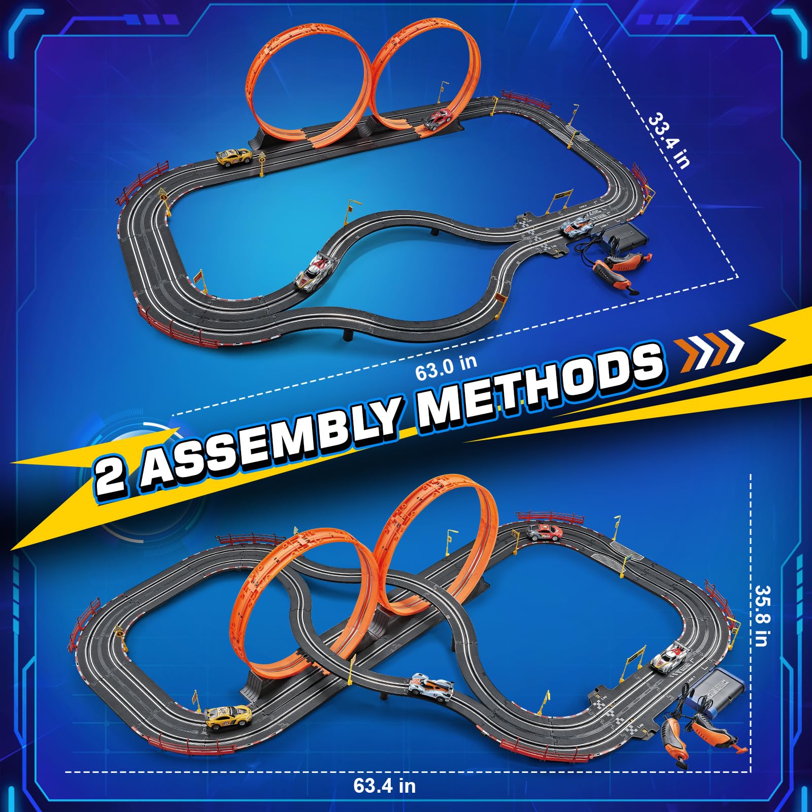 4-Car Electric Slot Racing Track Set with Lap Counter