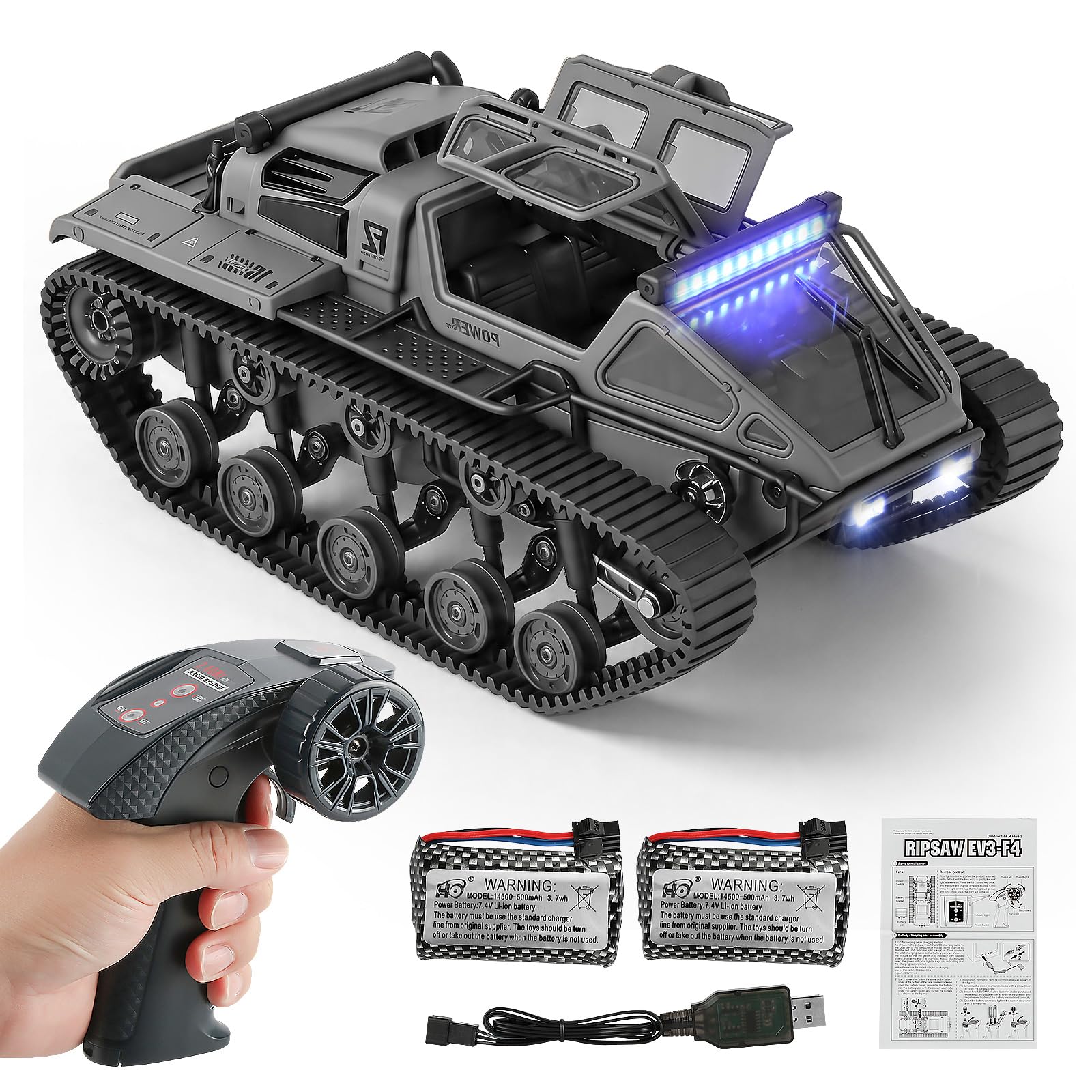Toylefun 1:16 RC Military Tank with LED Lights