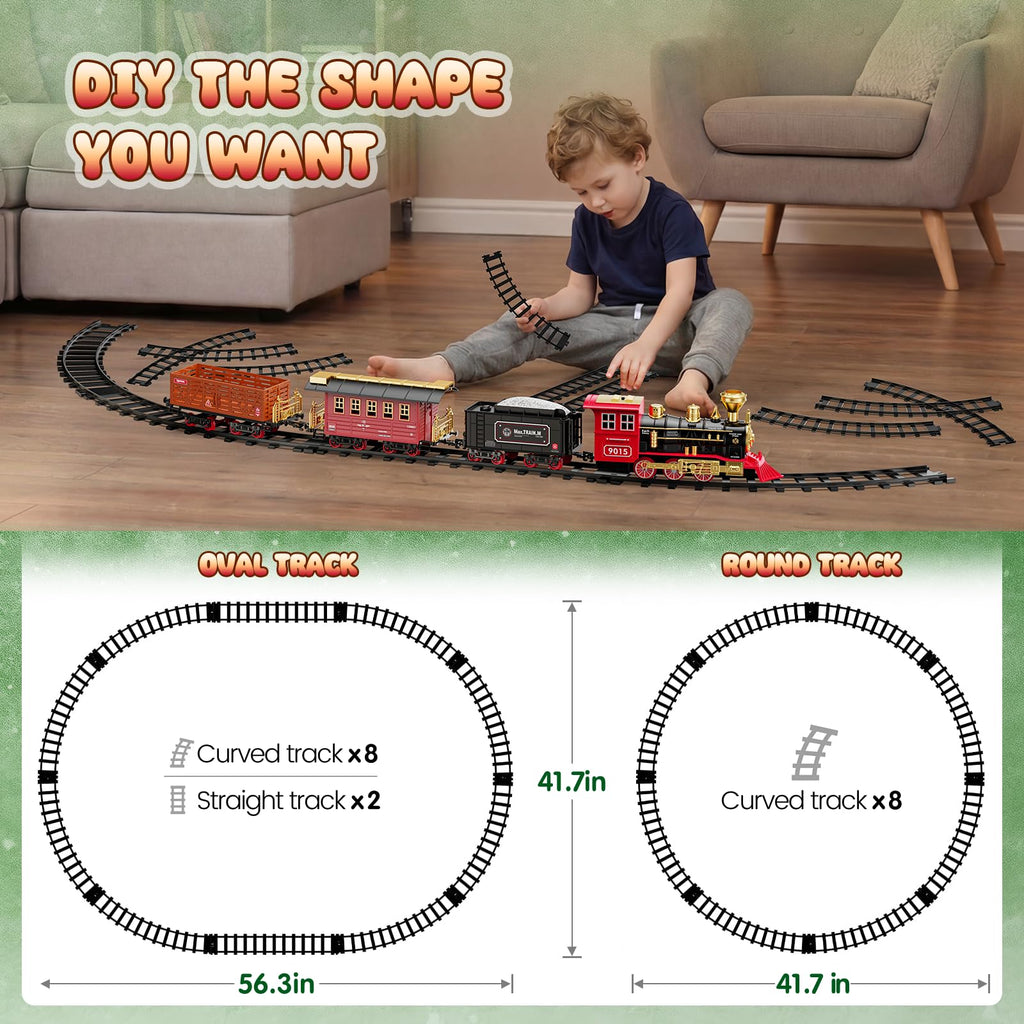 Hot Bee Smoking Toy Train Set with Lights & Sound