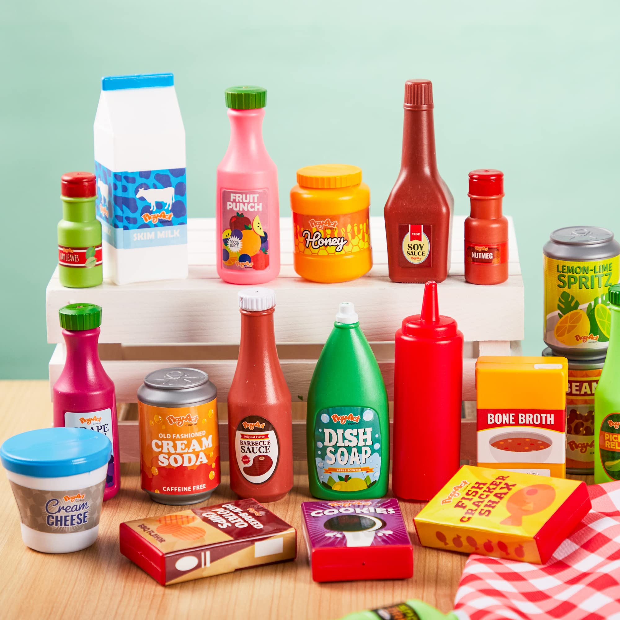 JOYIN 30-Piece Grocery Cans & Play Food Set for Kids