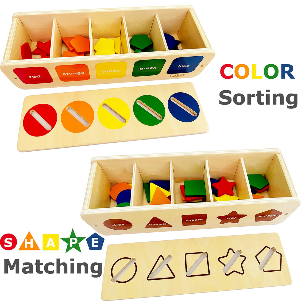 Dailyfunn Wooden Montessori Sorting Box for Toddlers