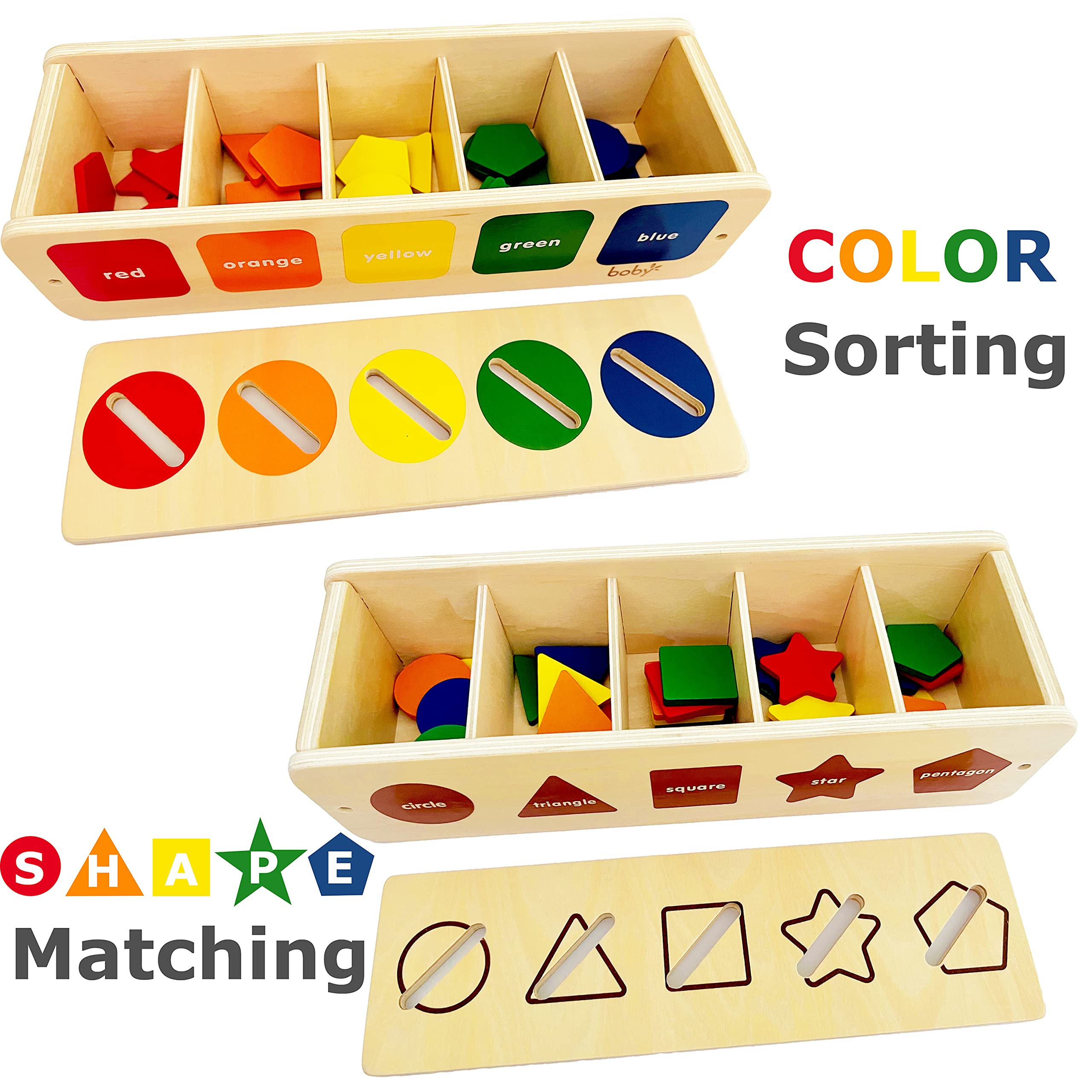Dailyfunn Wooden Montessori Sorting Box for Toddlers