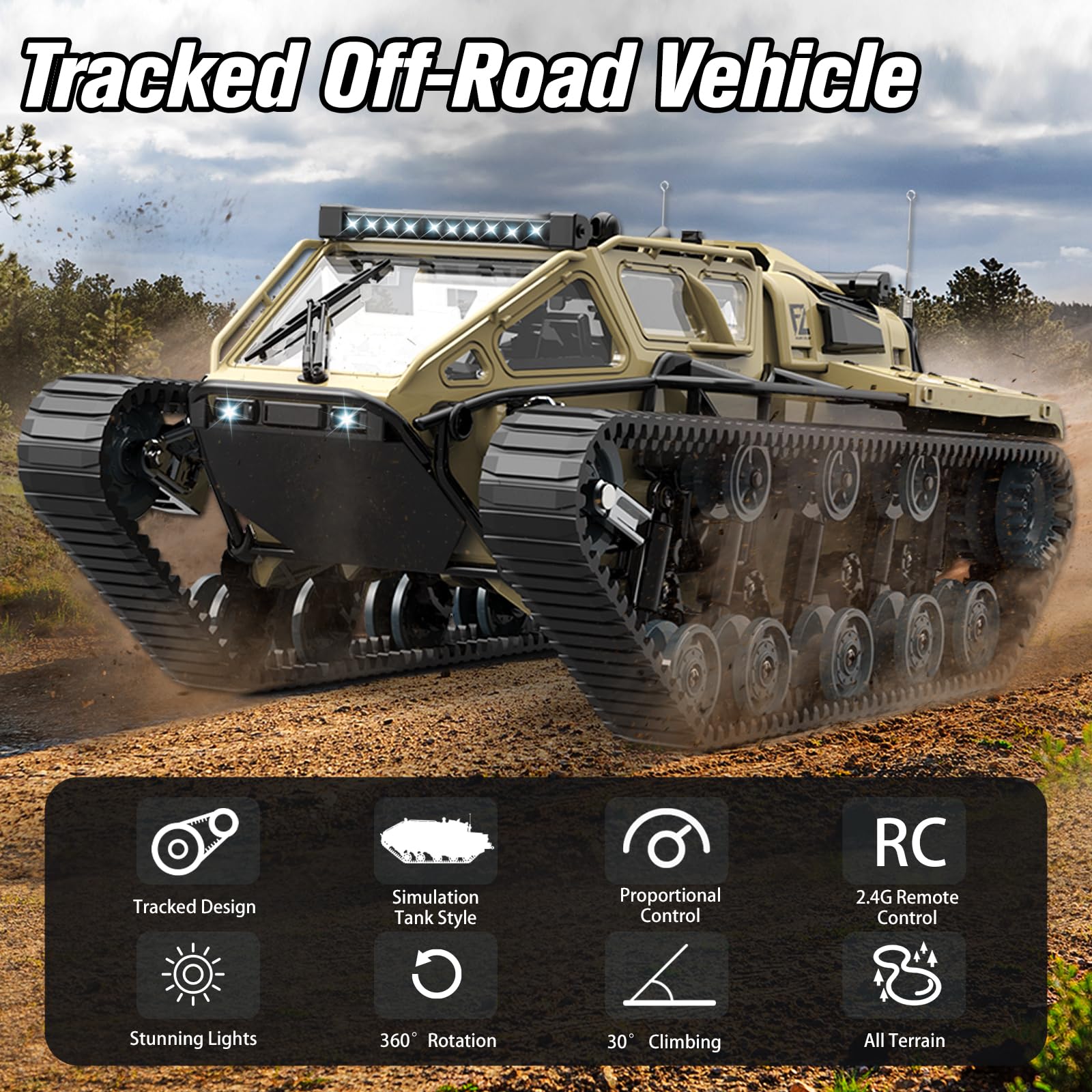 Mostop 4WD RC Tank Crawler with 360° Rotation